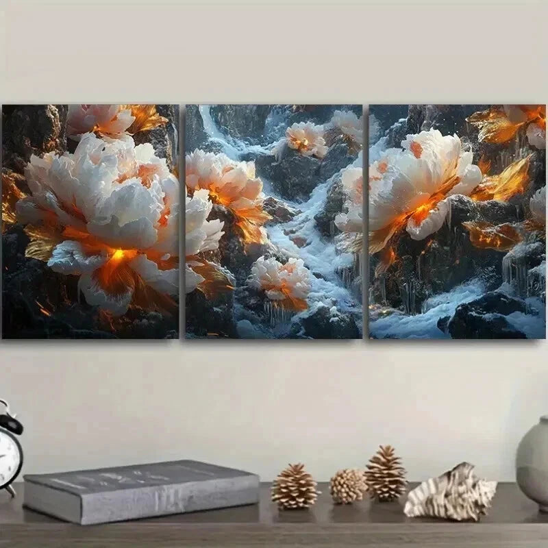 3-Piece Giant Peony Wall Art Set - Luxurious Framed Canvas Prints 50x70cm | High Quality Australian Made Wall Decor | Perfect for Living Room, Bedroom & Office Decor