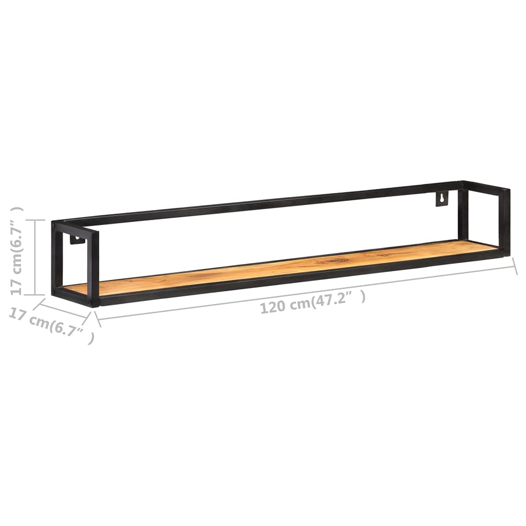 SKM 2-Pack Industrial Floating Shelves 4FT Solid Acacia Wood Wall Shelves - 88.2 lb Weight Capacity - Perfect for Living Room, Bedroom & Office Storage & Display