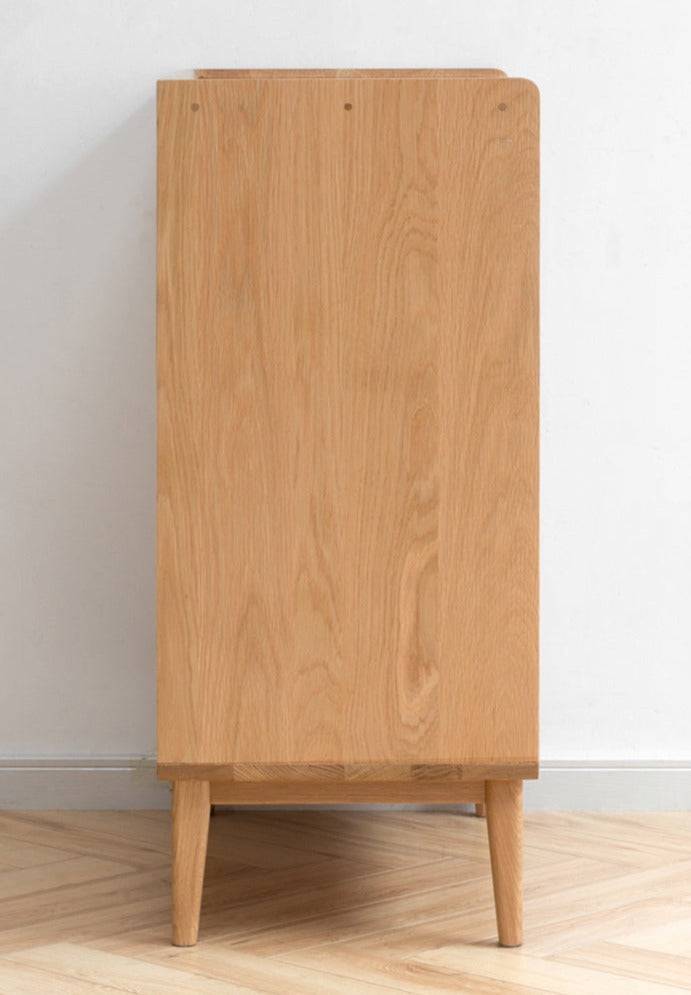 Modern Oak Solid Wood Sideboard - Scandinavian Nordic Style TV Stand, Buffet Cabinet for Living Room, Dining Room & Entryway Storage