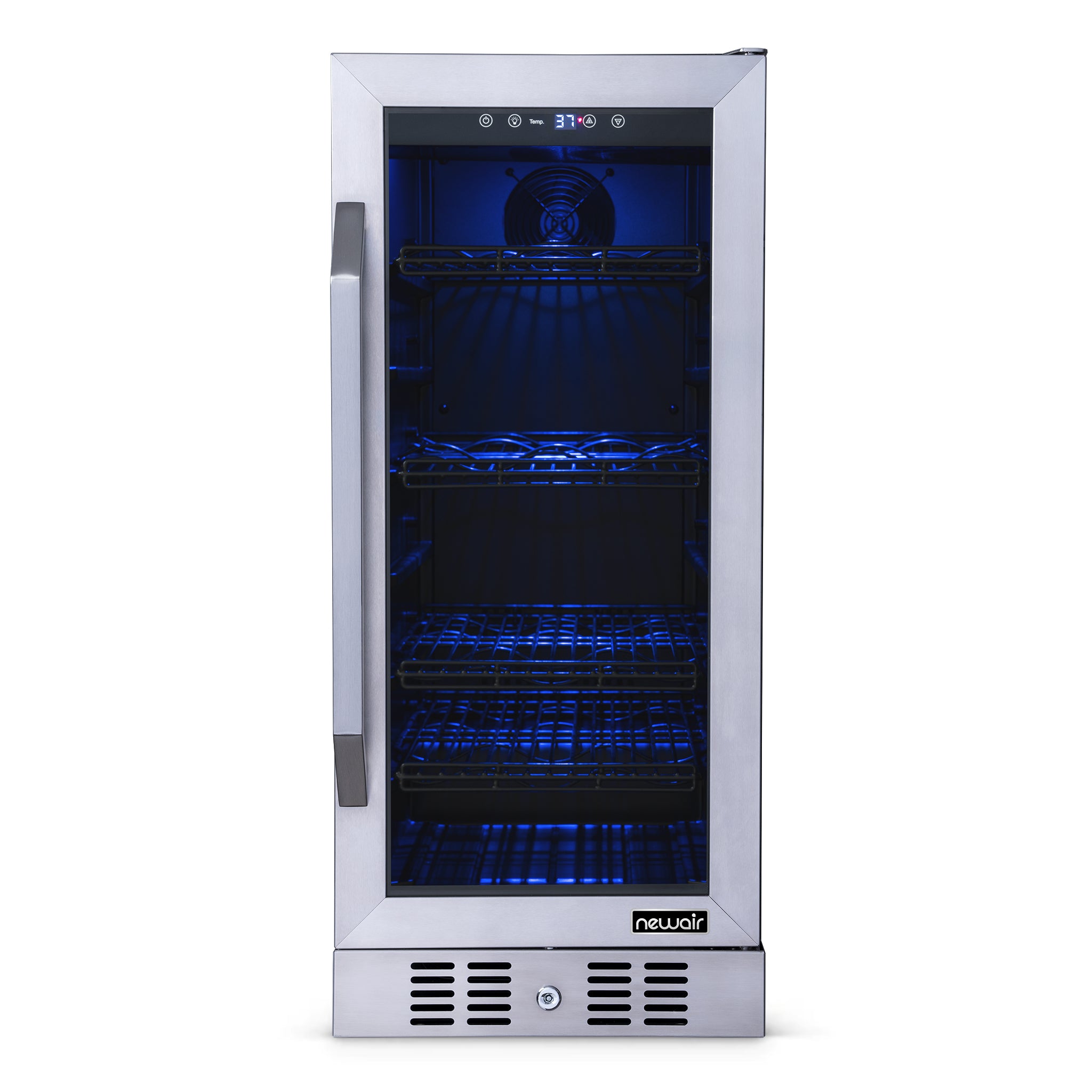 Newair® 80 Can 33 Bottle Stainless Steel Beverage Refrigerator - Built-In Cooler for Beer, Wine & Soda - Perfect for Home Bar, Office & Man Cave