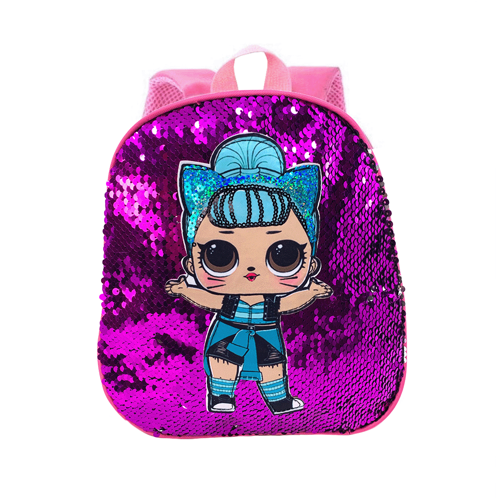 Sparkly Disco Doll Sequins Mini Backpack for Women - Purple Glitter Party Purse for Night Out, Festival, Rave & Cosplay