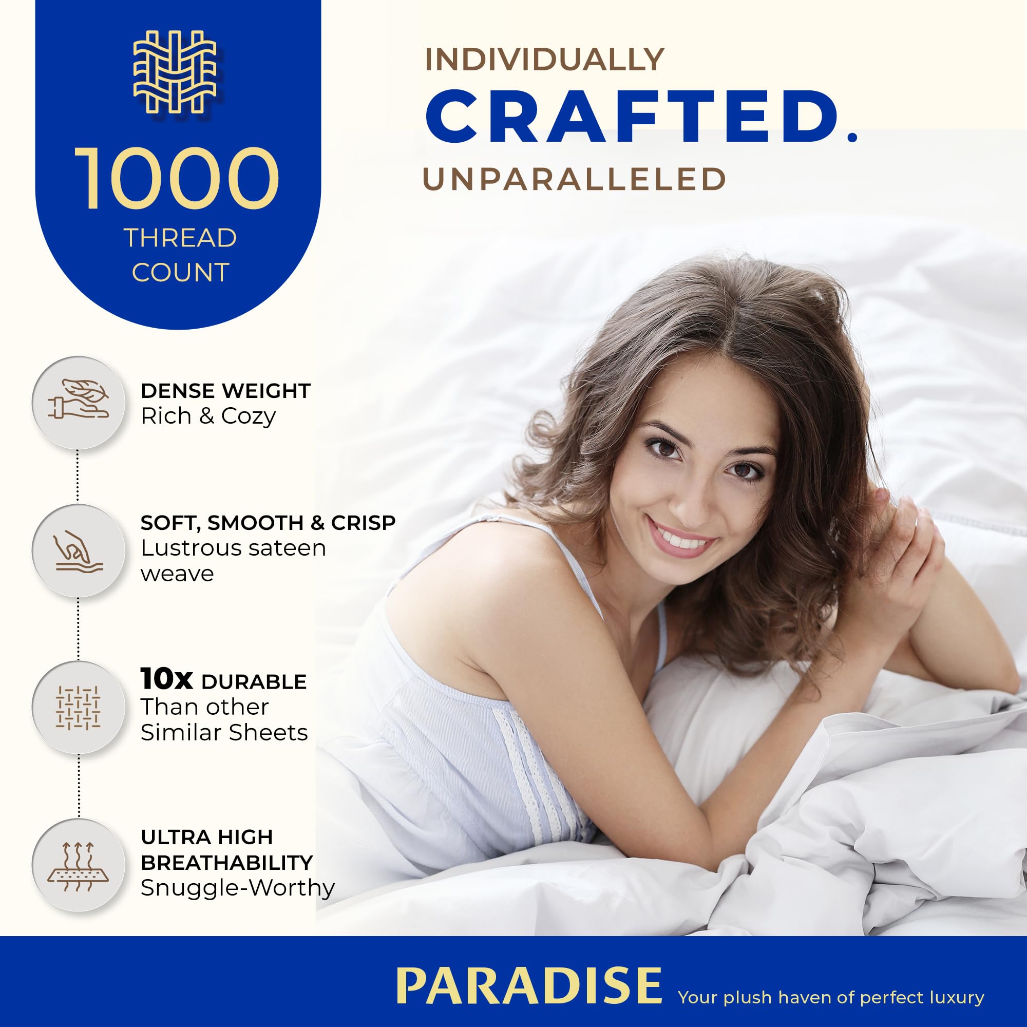 100% Pure Egyptian Cotton Sheets Twin XL Size - 1000 Thread Count Luxury Cooling Bed Sheet Set (3 PC) with 16