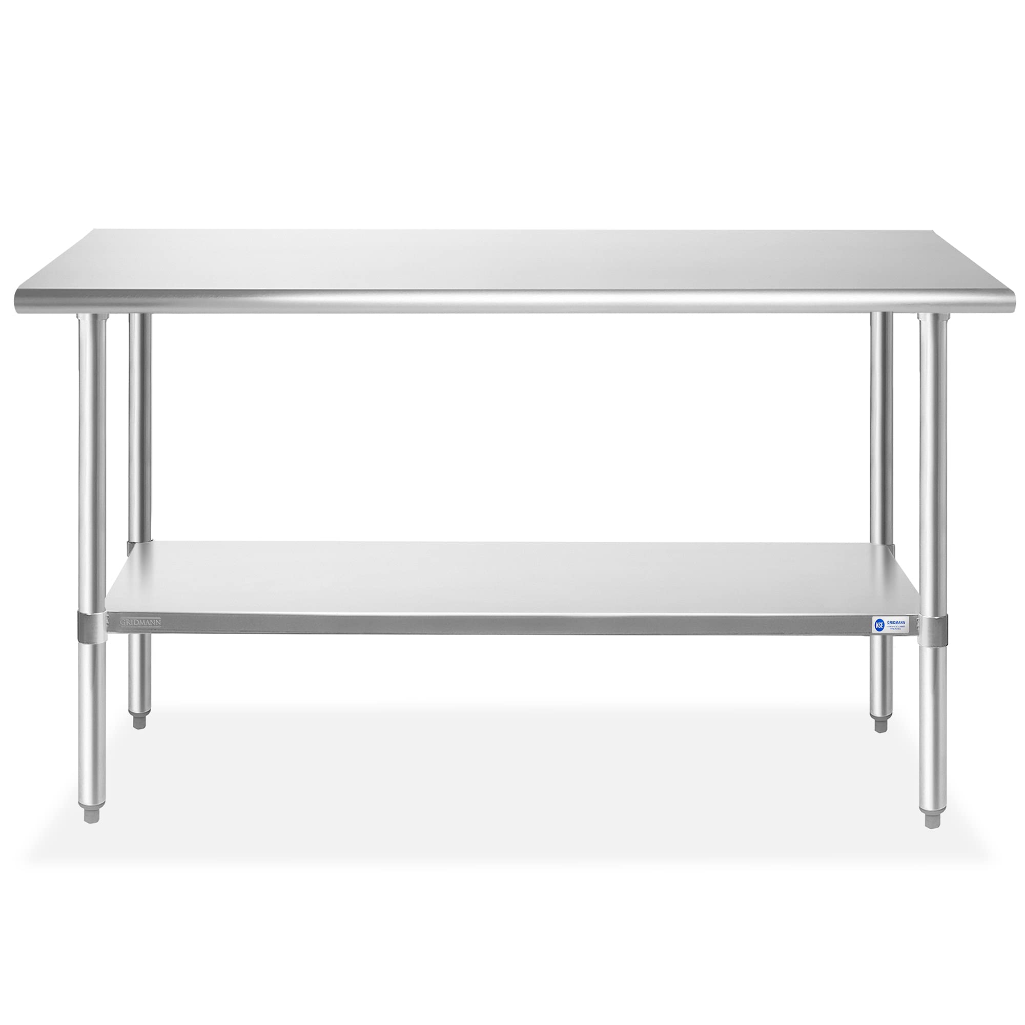 GRIDMANN 60 x 24 Inch NSF Certified Stainless Steel Work Table - Commercial Kitchen Prep Table with Undershelf for Restaurant, Bakery & Home Use - Perfect for Food Prep, Cooking & Baking