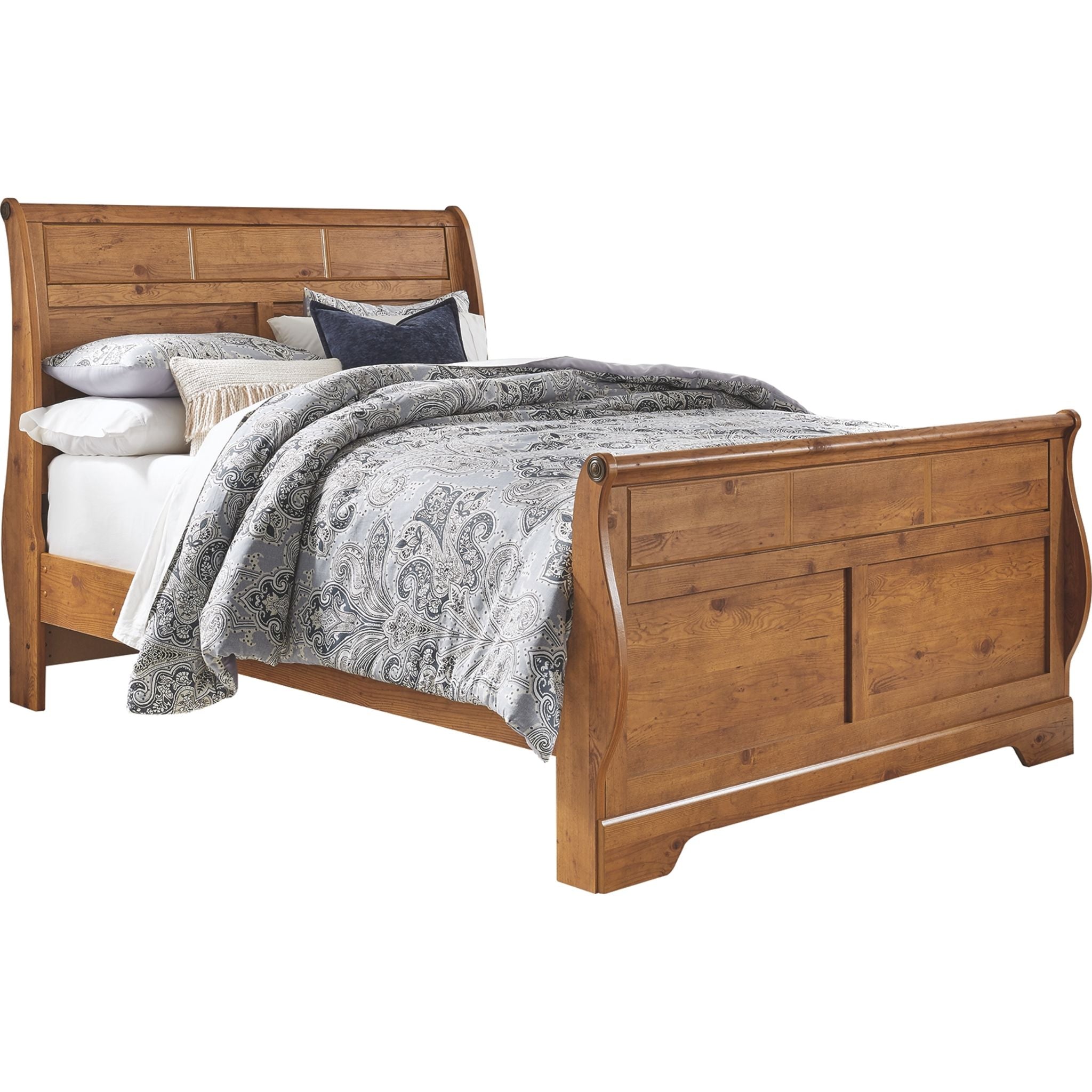 Bittersweet 3-Piece King Sleigh Bed in Light Brown - Elegant Solid Wood Bedroom Furniture for Master Suite Decor