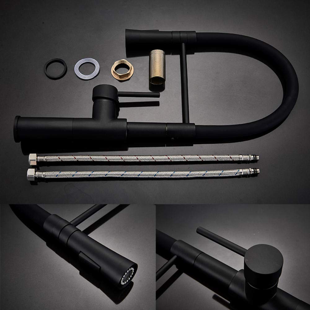 Matte Black Kitchen Faucet with Pull Down Sprayer - 360° Swivel Single Lever Mixer Tap for Modern Sink | Perfect for Cooking, Washing Dishes & Filling Pots