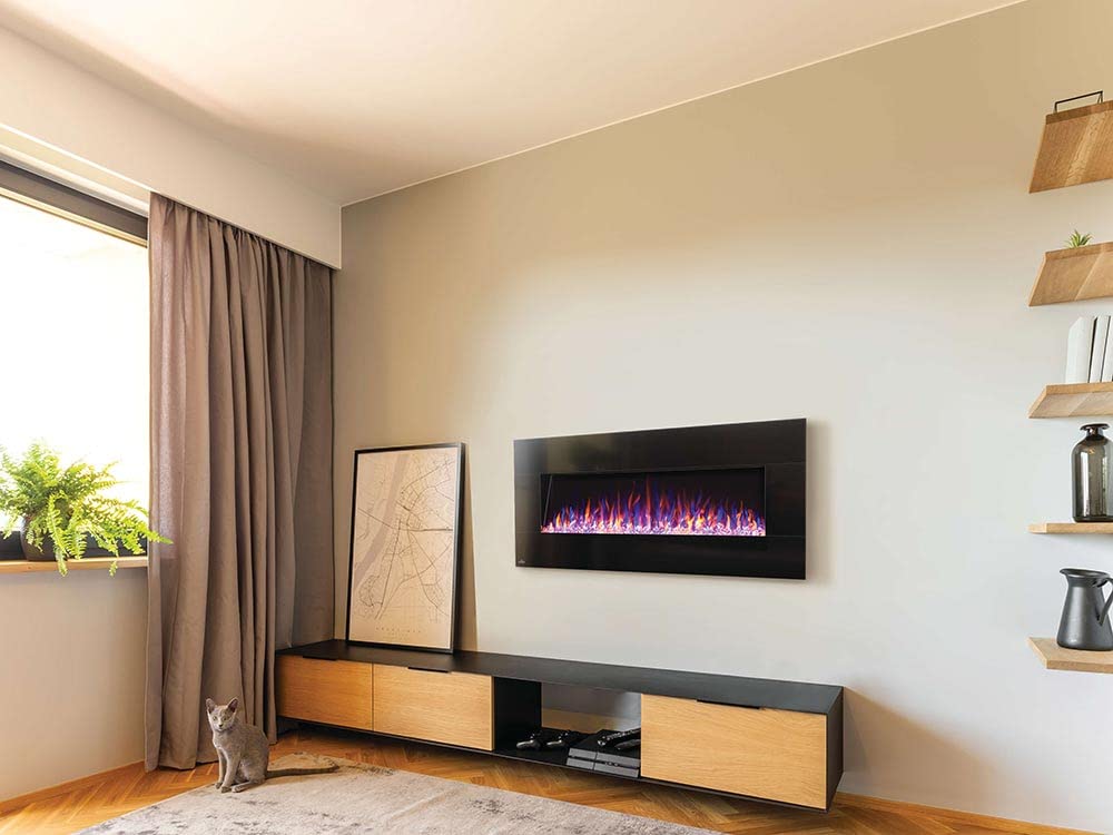 Napoleon Harsten 50 Inch Electric Linear Fireplace - Modern Black Wall Mounted Fireplace Heater for Living Room, Bedroom & Office | Energy Efficient Indoor Electric Fireplace with Realistic Flame Effect