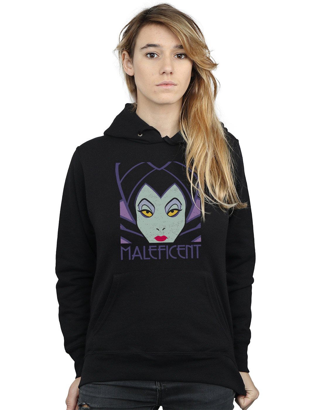 Disney Maleficent Women's Cropped Hoodie with Head - Stylish Pullover for Cosplay, Halloween, and Casual Wear
