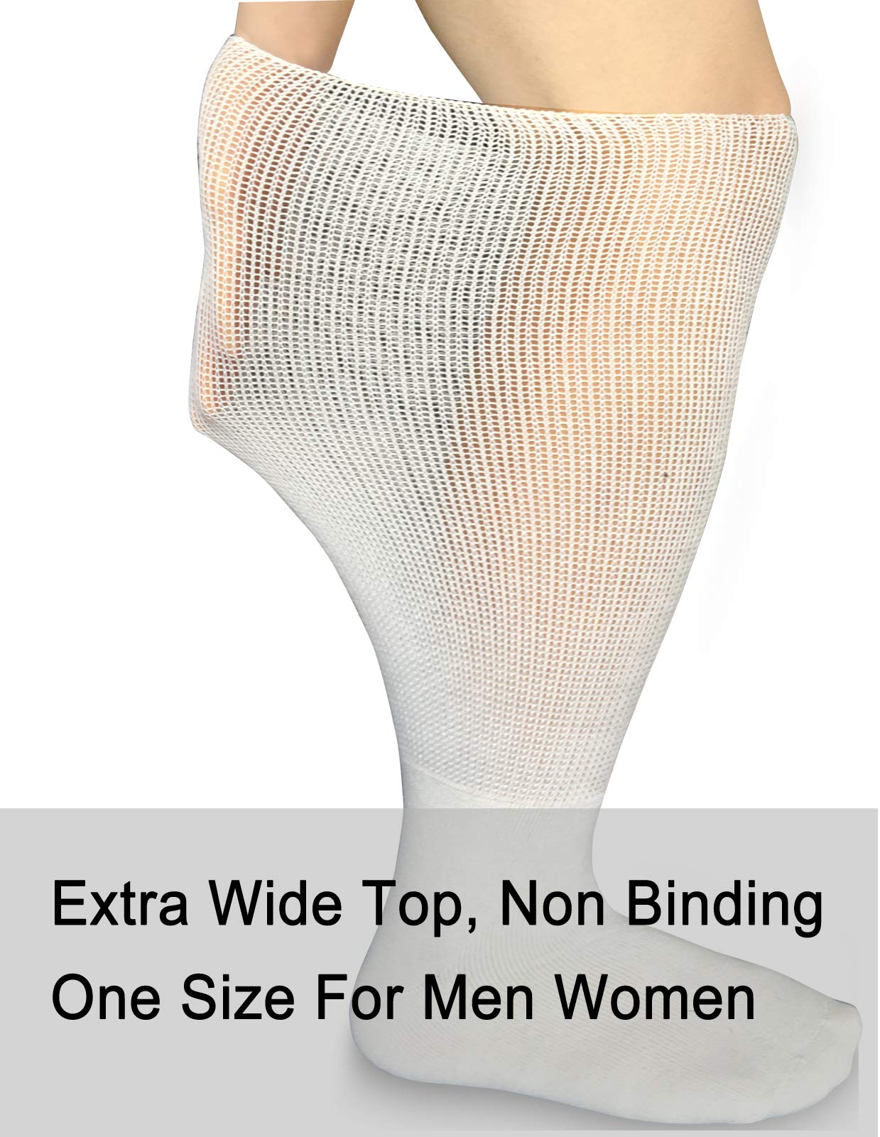 Extra Wide Diabetic Socks for Men & Women - Non-Binding Knee High Compression Socks for Edema, Swelling & Cast - Bariatric Comfort 2-Pack - Ideal for Diabetes Care, Post-Surgery & Daily Comfort