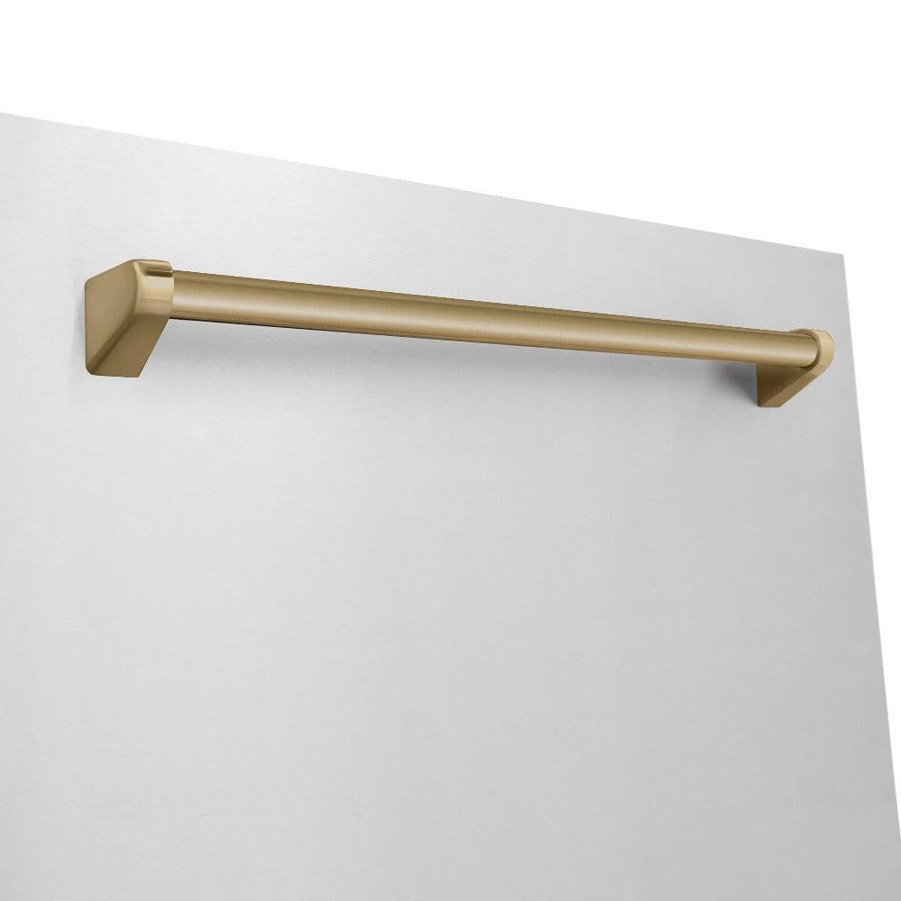 ZLINE Autograph Edition 30-inch Stainless Steel Kitchen Package - Dual Fuel Range, Range Hood, Dishwasher & Refrigerator with External Water Dispenser - Champagne Bronze Accents (4AKPR RARHDWM30 CB) | Premium Kitchen Appliances for Modern Homes & Gourmet Cooking