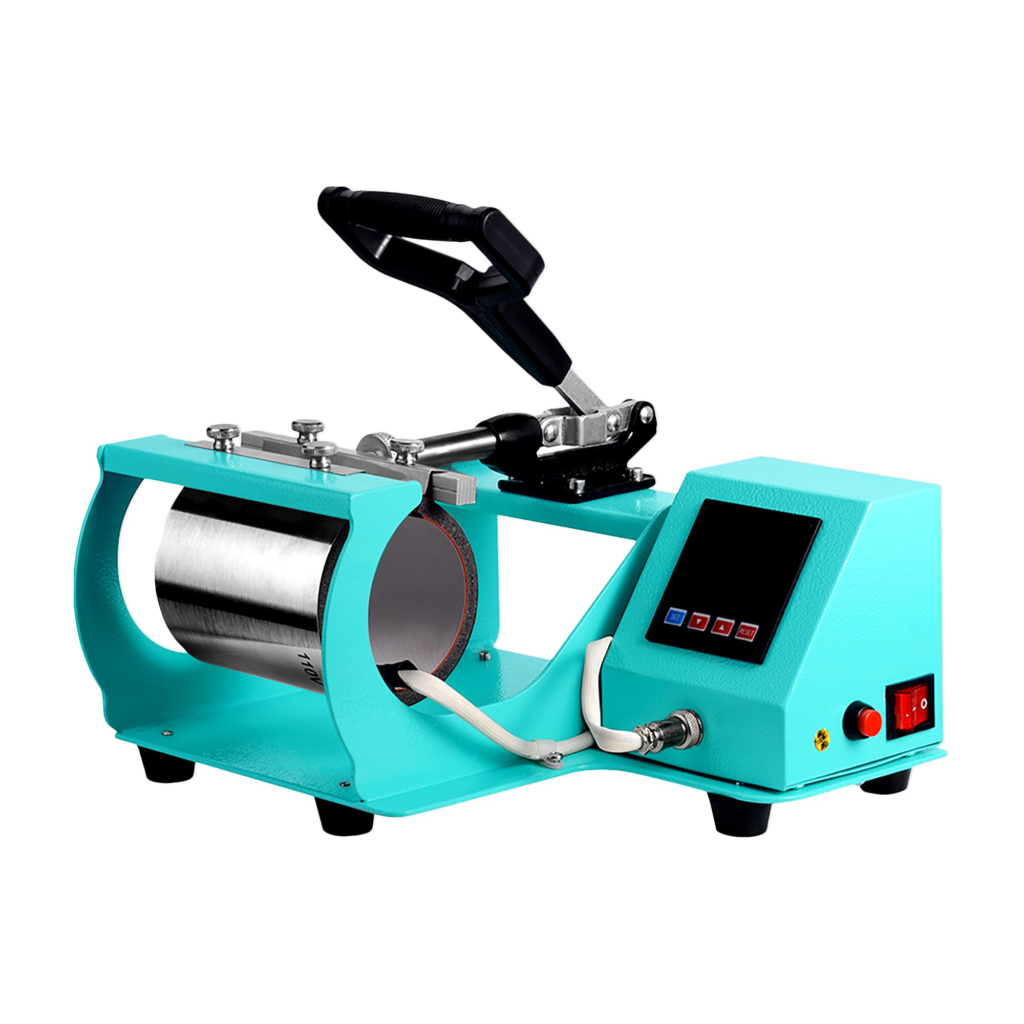 4-in-1 Swing Design Mug Press for Sublimation - Heat Transfer for Cups, Bottles & Tumblers - Includes Design Cards - Turquoise Color - Perfect for DIY Crafts & Small Business Gifts