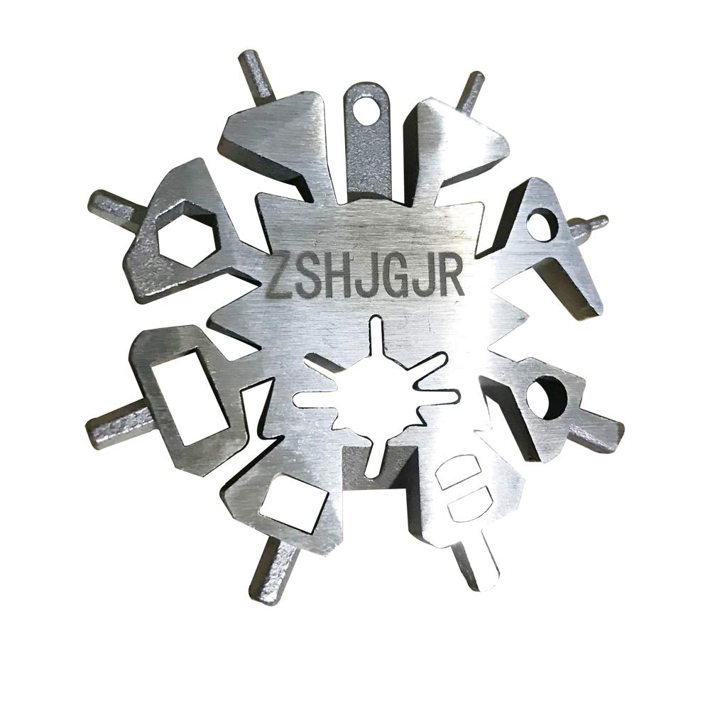 21-in-1 Multi-Tool Wrench Keychain - Stainless Steel Snowflake Design with Bottle Opener & Flat/Phillips Screwdrivers - Perfect for Outdoor Camping, Hiking, Emergency Kits & Everyday Carry (EDC)