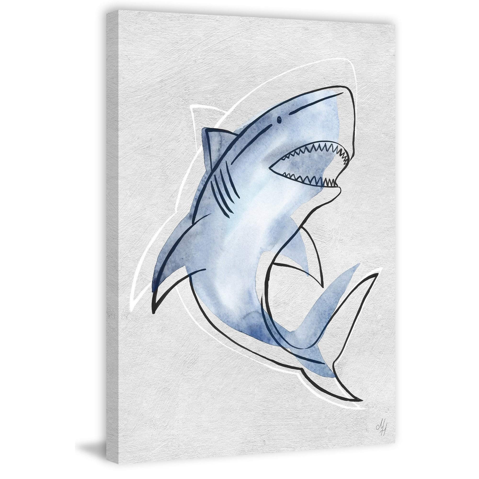 MARMONT HILL - Handmade Big Shark Wall Art Print on Wrapped Canvas 40x60 Inches - Perfect for Living Room, Bedroom & Office Decor