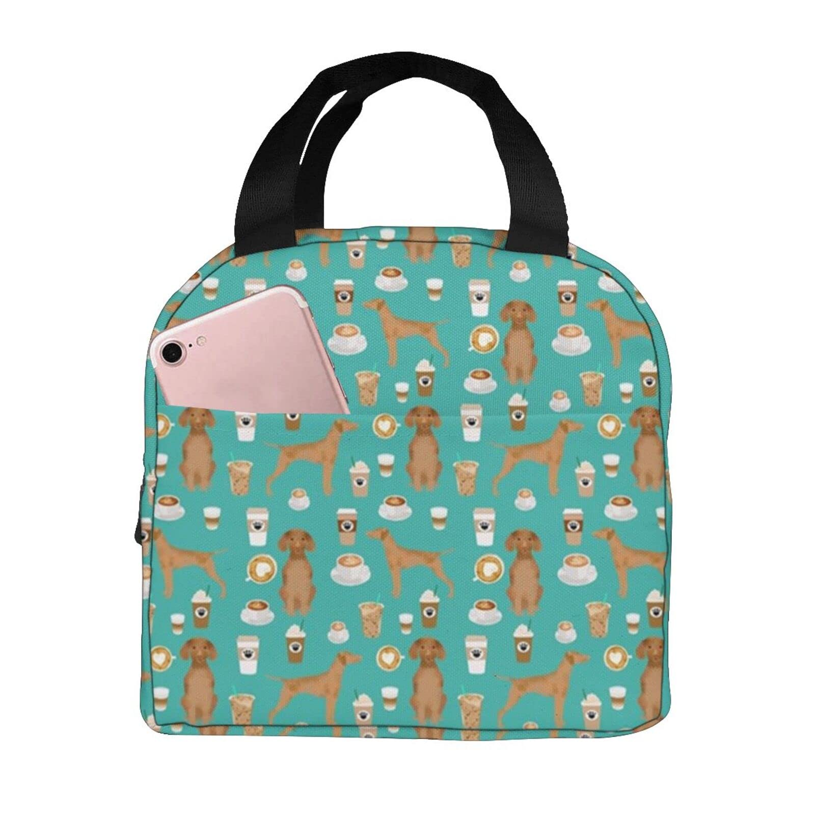 Vizsla Coffee Cafe Dog Lunch Bag - Insulated Tote Lunch Box for Women & Men | Perfect for Work, School, Picnics & Dog Lovers
