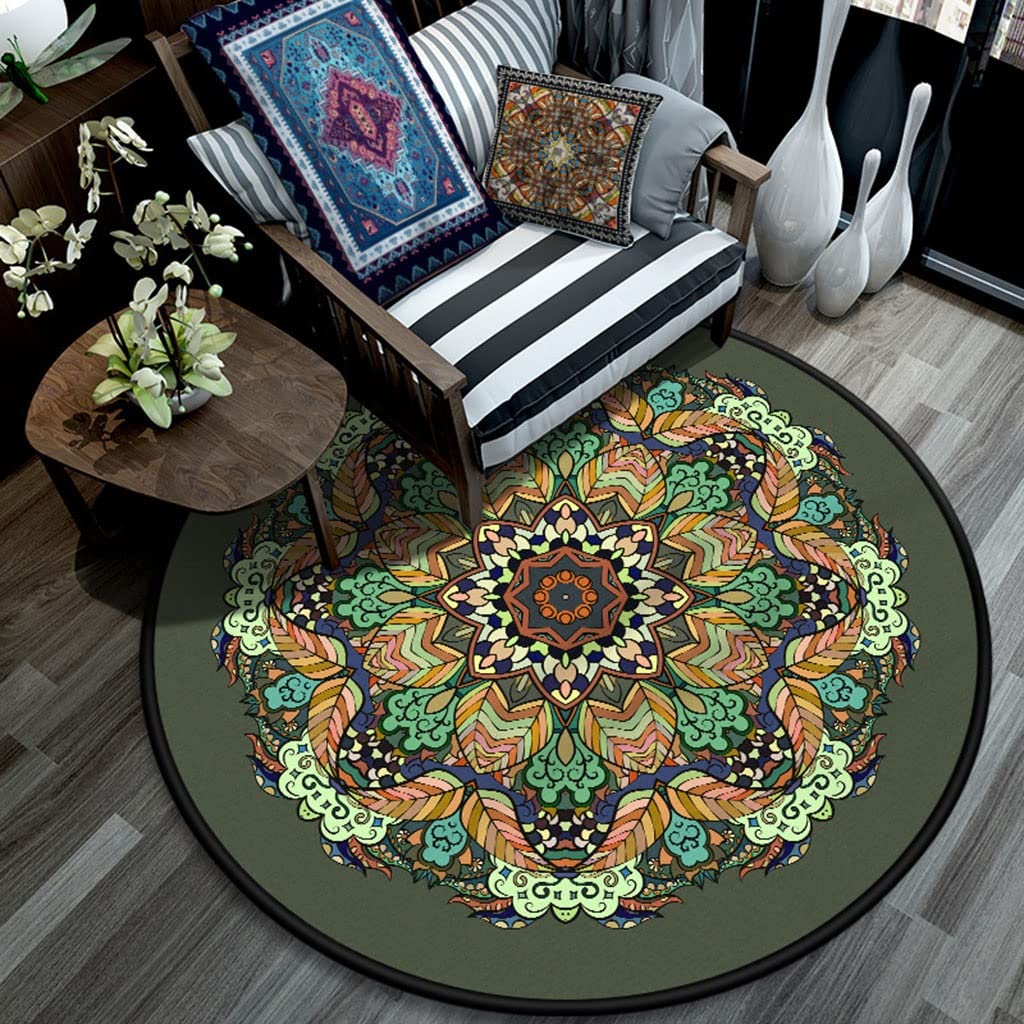 Non-Slip Mandala Nursery Rug - Classic Low-Pile Carpet for Living Room, Bedroom & Entryway - 60cm/23.6inch Bohemian Decor Runner (Style4) | Perfect for Yoga Space, Kids Play Area & Cozy Home Decor
