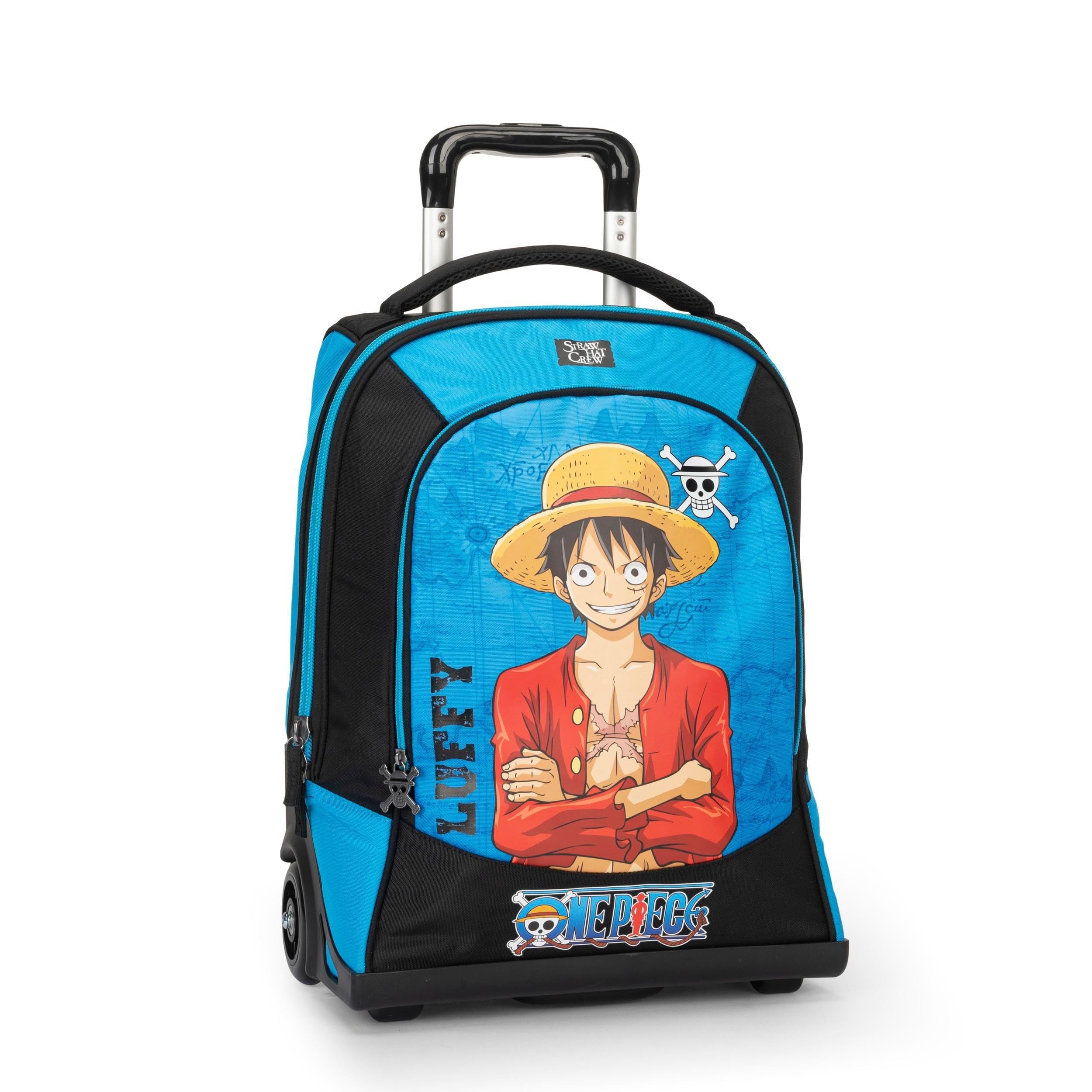 Official ONE PIECE School & Office Trolley Backpack - Adjustable Handle, Detachable Wheels, Padded & Adjustable Shoulder Straps, Large Main Compartment, Front Pocket, Zipper Closures, 36x47x23cm - Perfect for School, Travel & Work Commutes