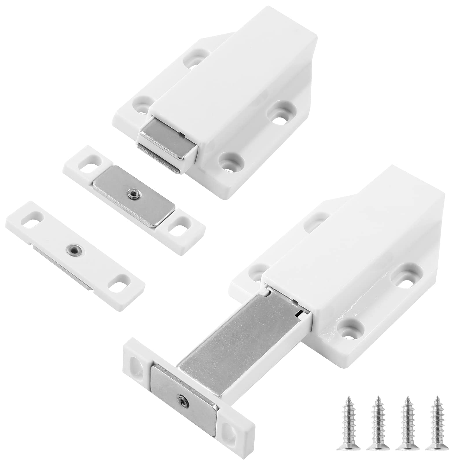 2 Pack Heavy Duty Magnetic Push Latch for Cabinets - Touch Open Cabinet Door Catch, Push to Open Hardware for Large Doors & Drawers - Perfect for Kitchen Cabinets, Wardrobes, and Office Furniture