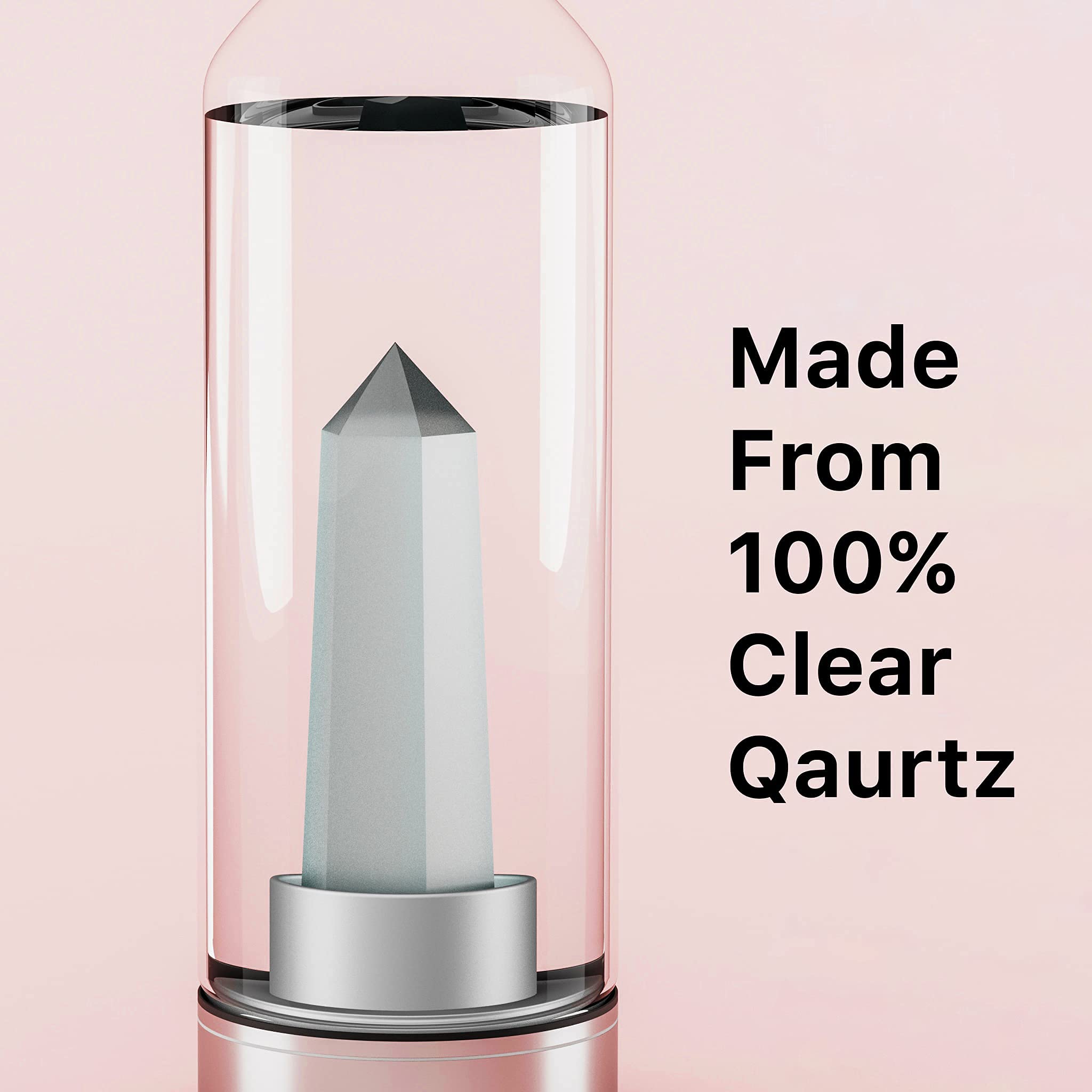 Clear Quartz Crystal Infused Water Bottle for Energy Healing & Hydration - Perfect for Yoga, Meditation & Wellness Routines