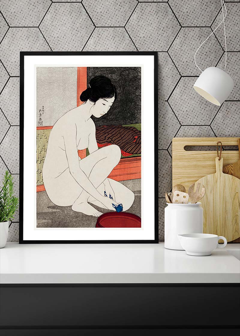 Woman at the Bath by Hashiguchi Goyo - Japanese Woodblock Print Artwork for Home Decor & Gift Ideas