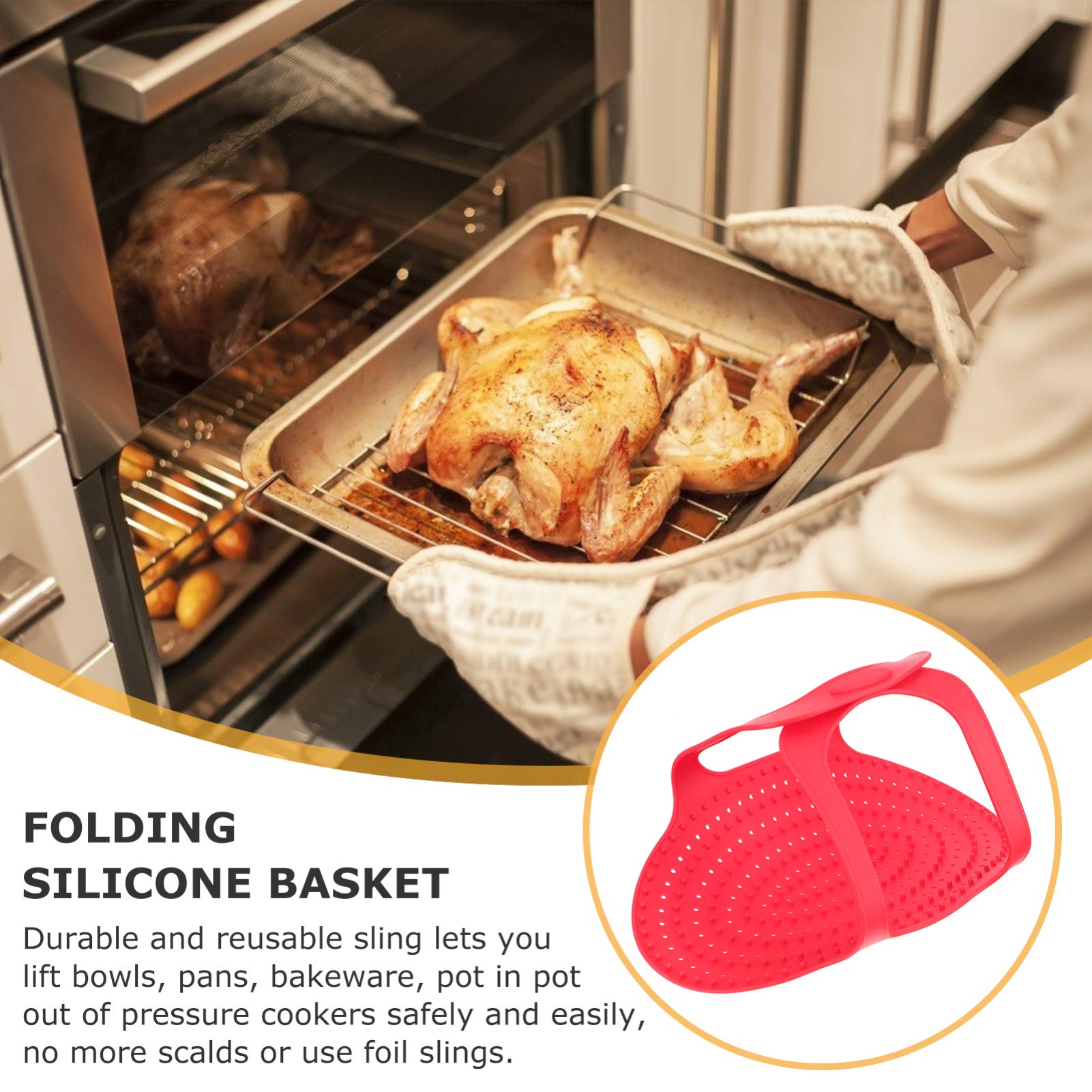 Foldable Silicone Turkey Roasting Basket - Non-Stick Turkey Holder & Baking Mat for Oven, Perfect for Thanksgiving, Christmas, and Holiday Roasts | Durable, Reusable Bakeware Sling for Juicy Turkey & Meat