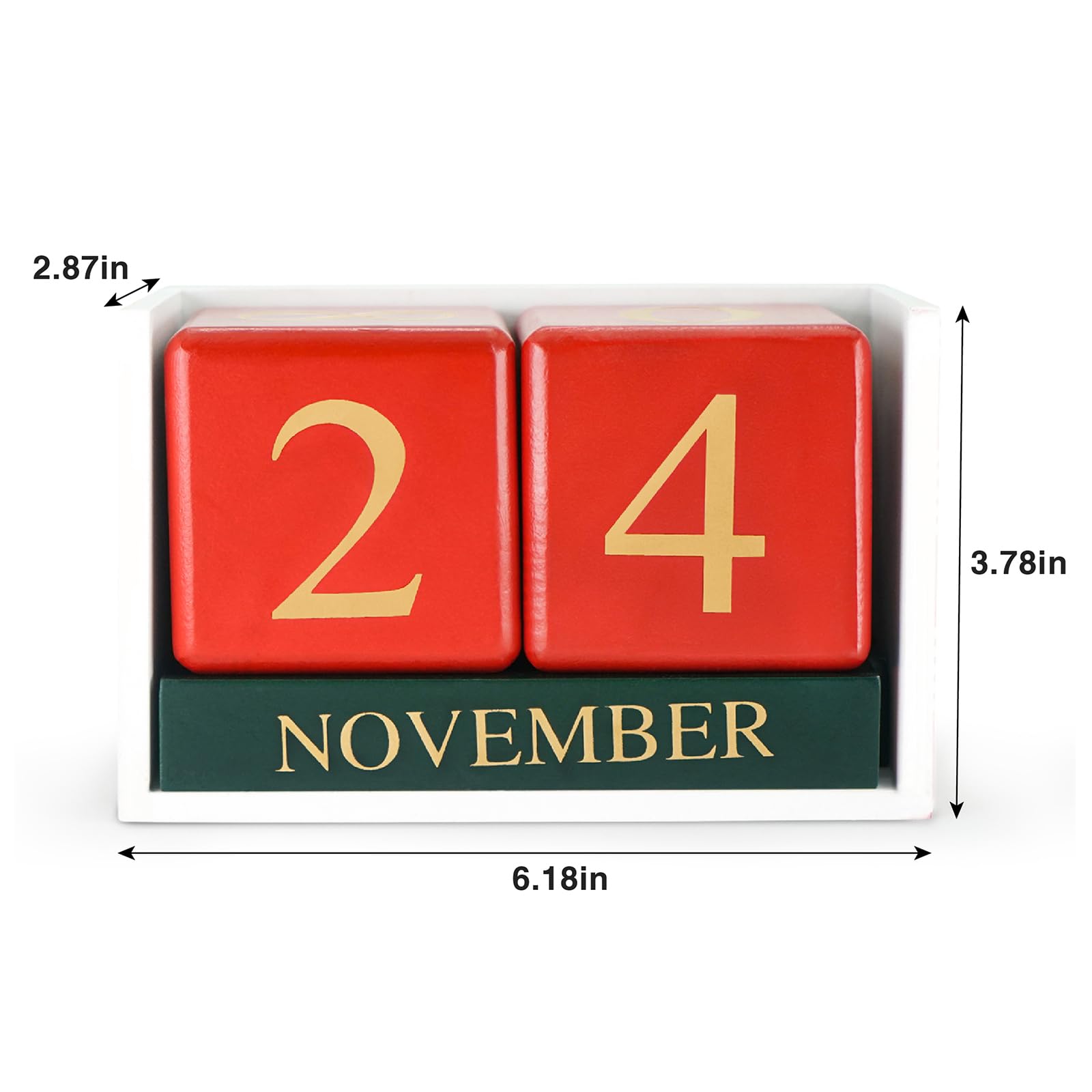 Wooden Perpetual Desk Calendar Blocks - Pink Office Desk Accessories with Month & Date Display, Wooden Cubical Decor for Home & Office - Perfect Gift for Women & Men (Christmas Green) | Great for Desk Organization, Holiday Decor & Thoughtful Gifting