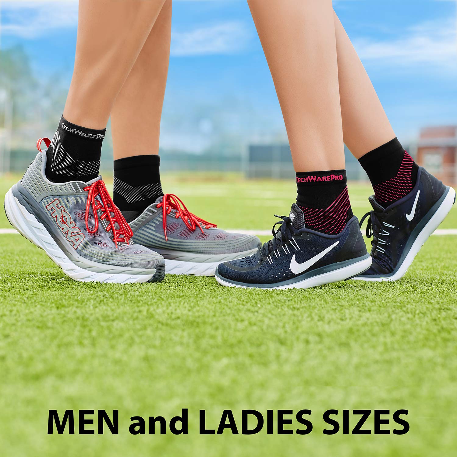 TechWare Pro Plantar Fasciitis Socks for Women & Men - Cushioned Ankle Compression Socks with Arch Support & Achilles Tendonitis Relief - Ideal for Running, Hiking, and Daily Comfort