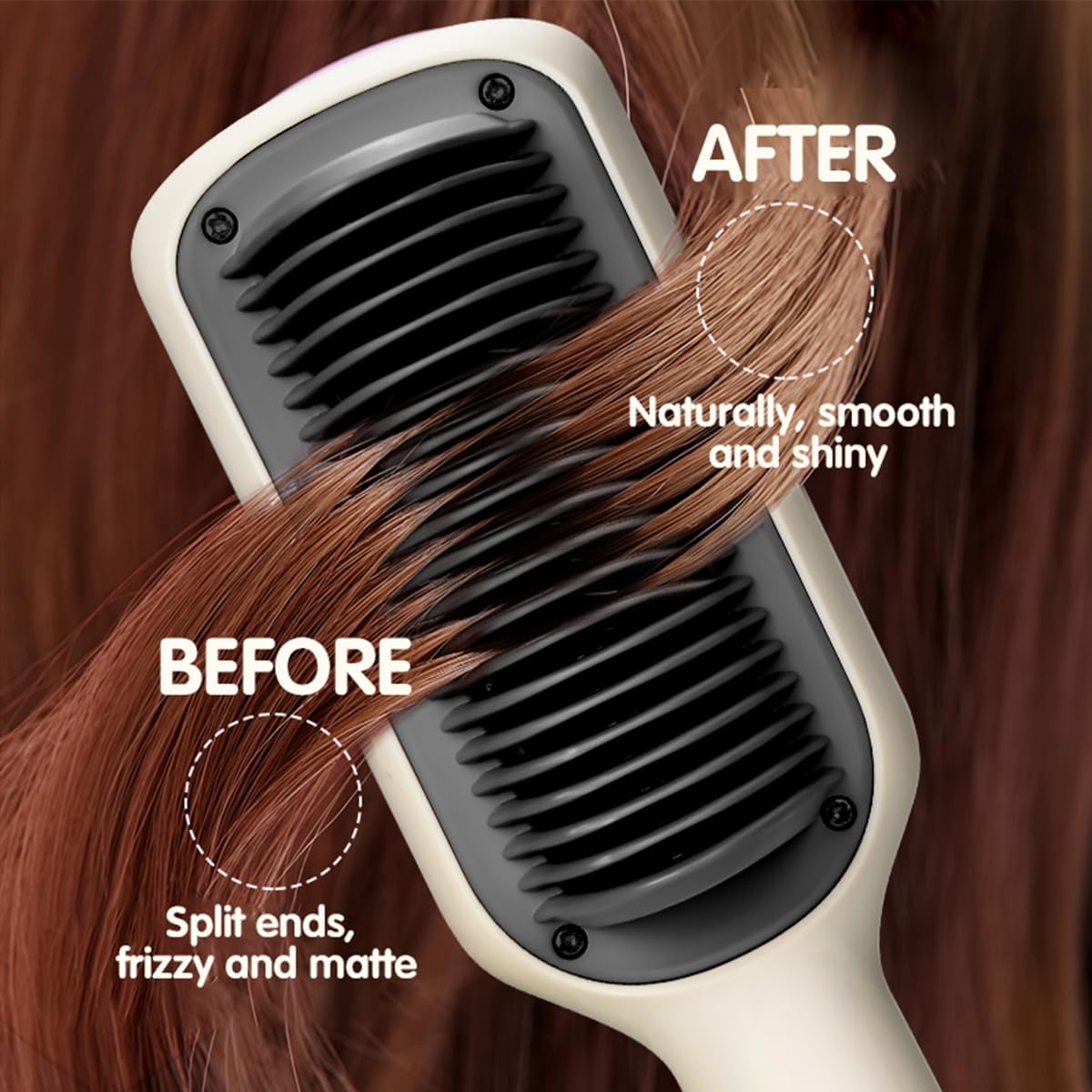 **Professional Hair Straightener Brush - Fast Heating 3-Speed Temperature Adjustable Styling Comb for Frizz-Free Smooth Hair - Perfect for Home, Travel & Salon Use**