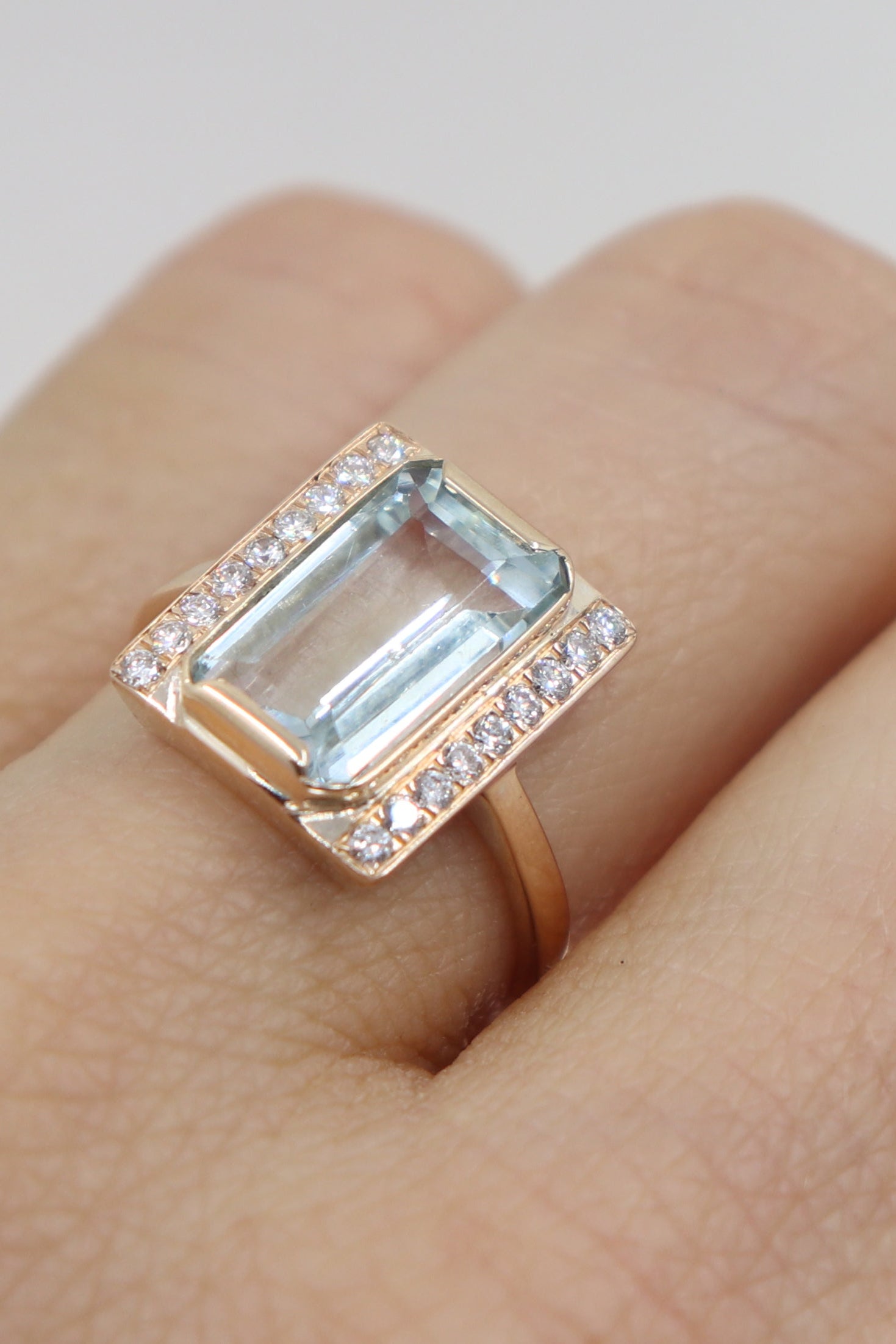 Exquisite Aquamarine and Diamond Baguette Ring | Elegant Blue Gemstone Jewelry for Women | Perfect for Engagement, Anniversary & Special Occasions
