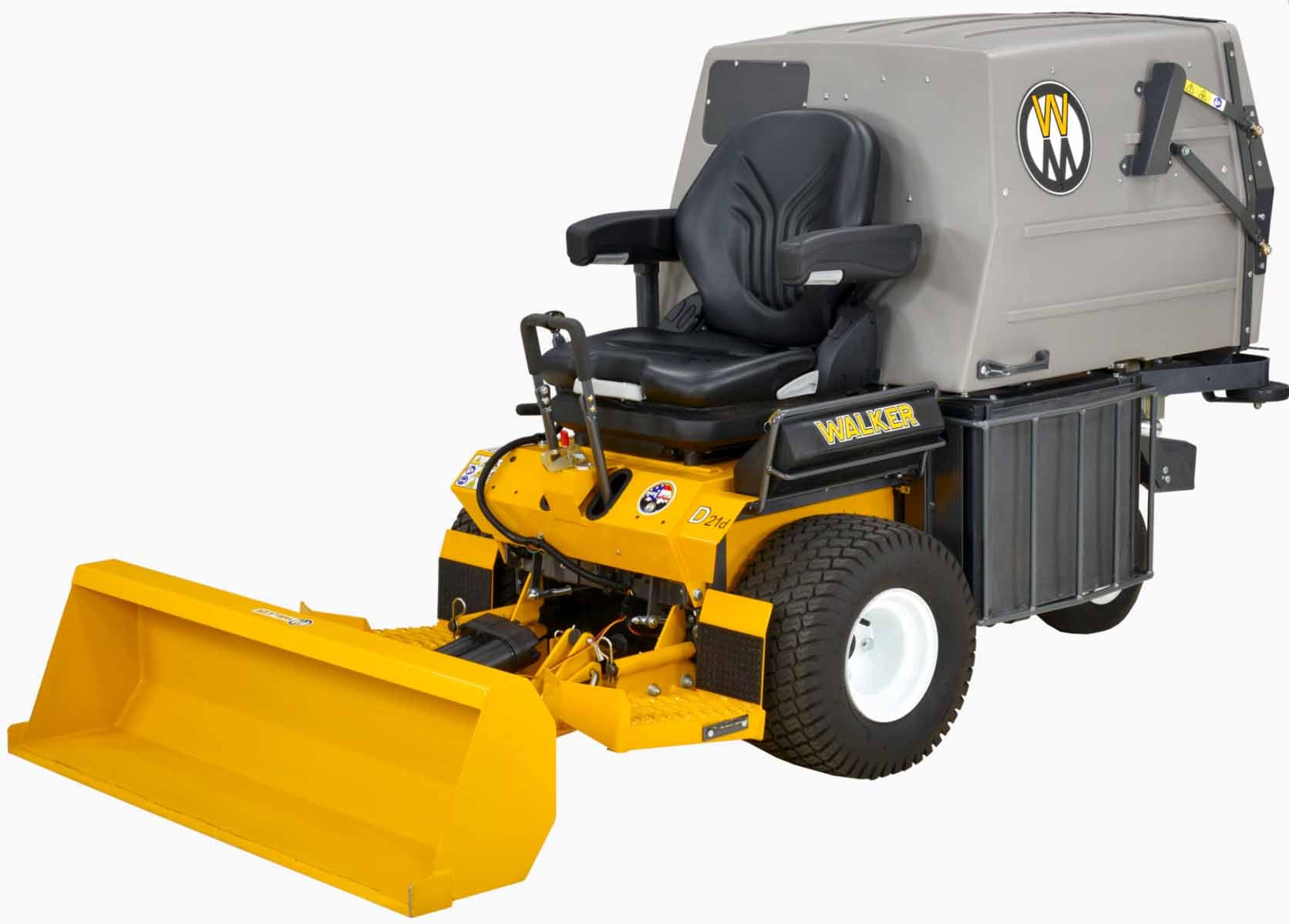 Walker Mower Loader Bucket Attachment - Heavy Duty Tractor Accessory for Landscaping & Yard Work - Perfect for Moving Dirt, Gravel & Debris