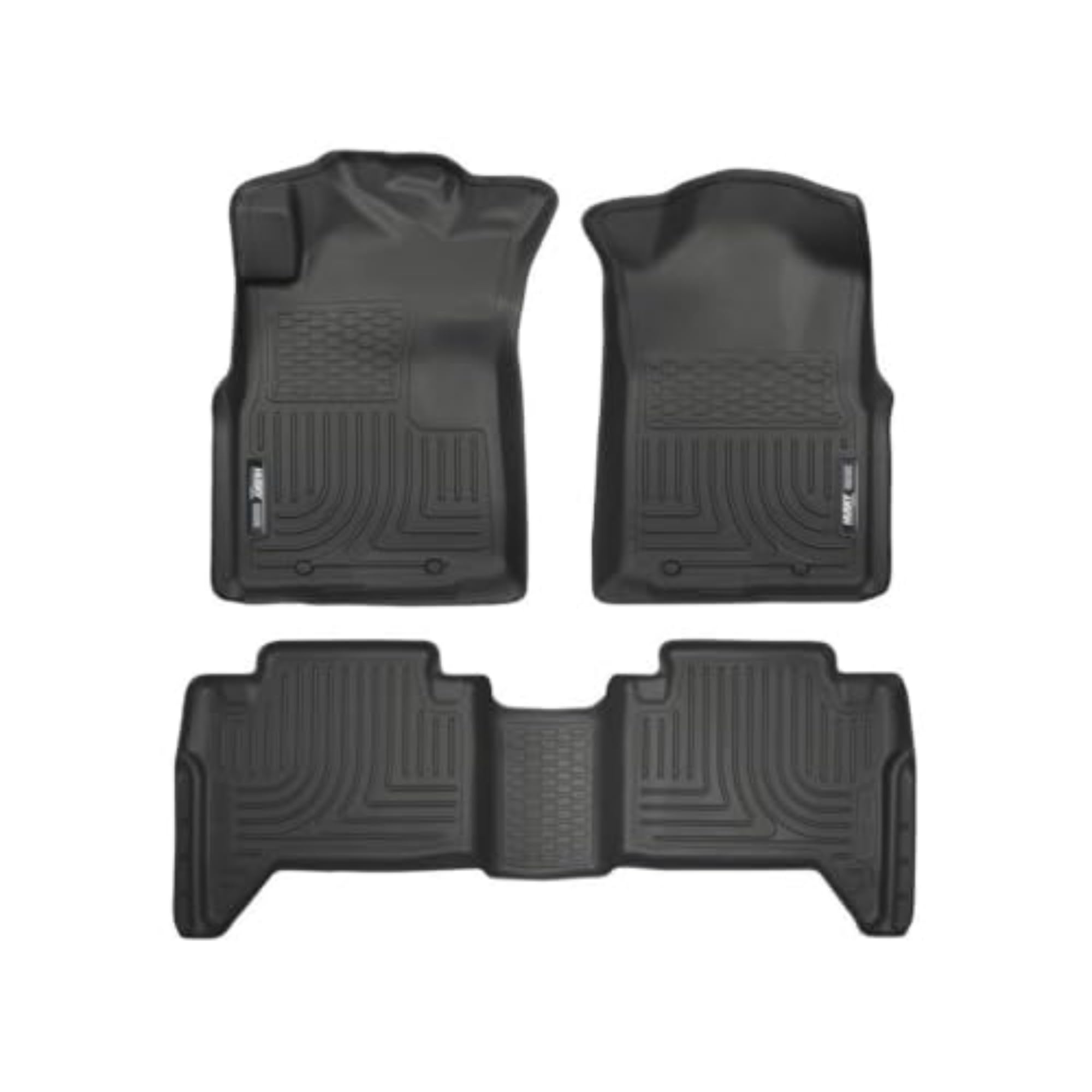 Husky Liners Weatherbeater Floor Mats for 2005-2015 Toyota Tacoma Double Cab - Front & 2nd Row 3-Piece Set (Black) | All-Weather Protection, Custom Fit, Heavy Duty Car Mats | Perfect for Off-Roading, Work Trucks & Family Vehicles