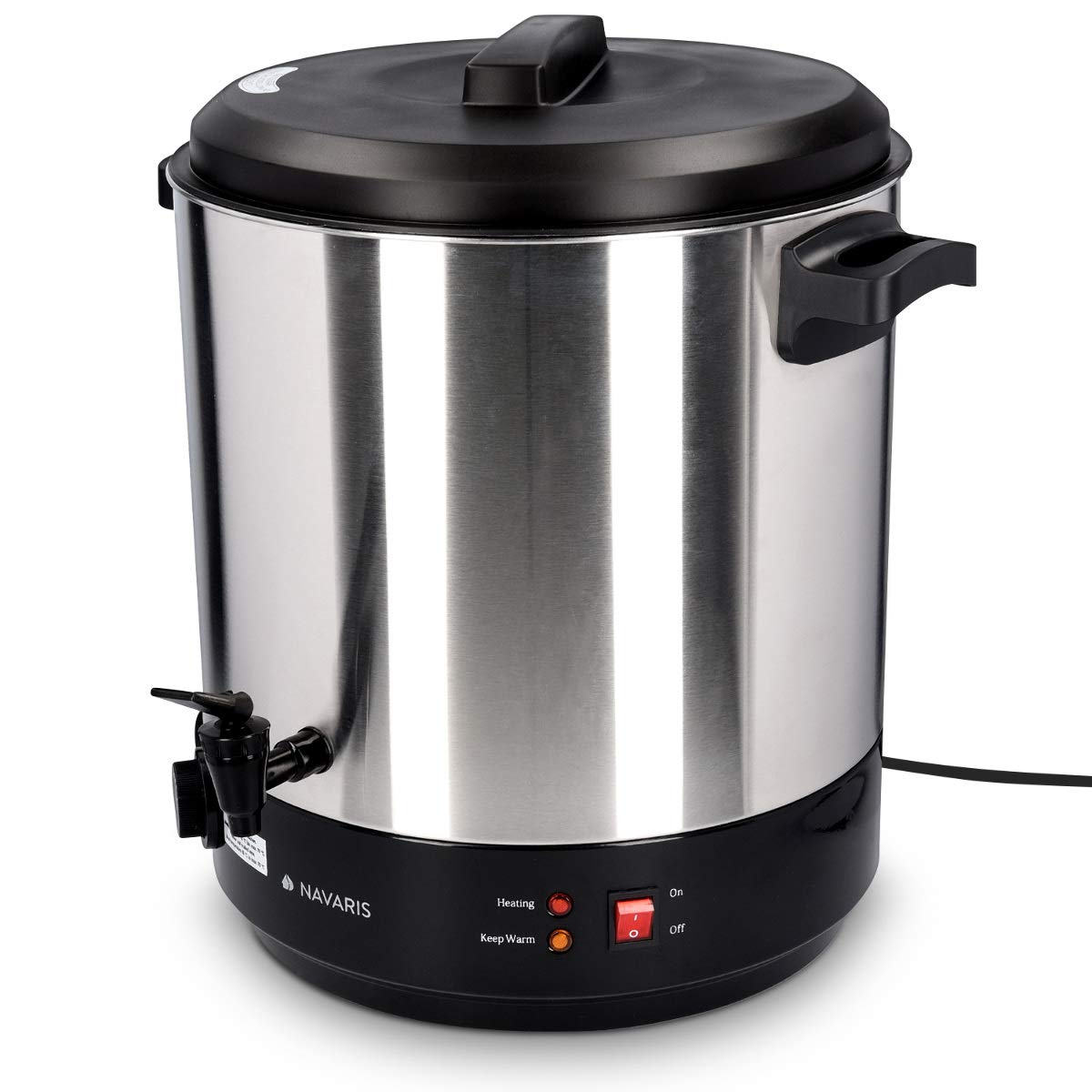 Electric Navaris 27L Jar Sterilizer - Stainless Steel Hot Wine Machine & Beverage Dispenser with Timer - Perfect for Home Brewing, Canning, and Party Drinks