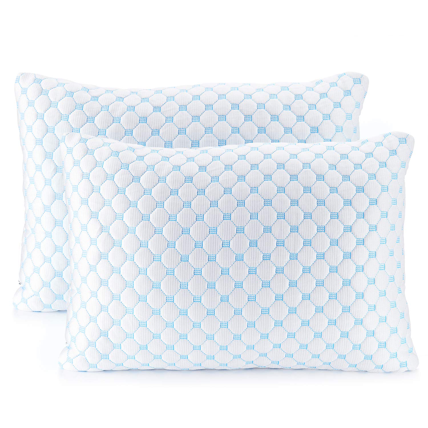 Clara Clark Cooling Memory Foam Pillow - Luxury Gel Pillow with Reversible Cover (Cool & Velvety) - Breathable Bed Pillow for Side Sleepers & Toddlers - 13