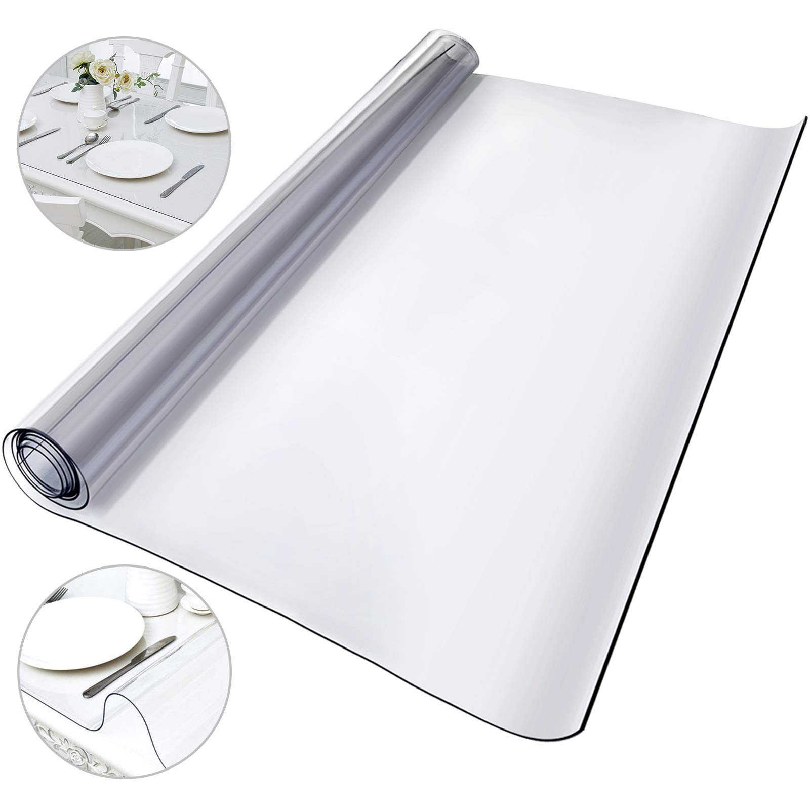 VEVOR Clear PVC Table Cover 42 x 80 Inches, Waterproof & Oil-Proof Plastic Tablecloth, Durable Transparent Desk Mat for Dining, Kitchen, Office, Party, and Event Decorations