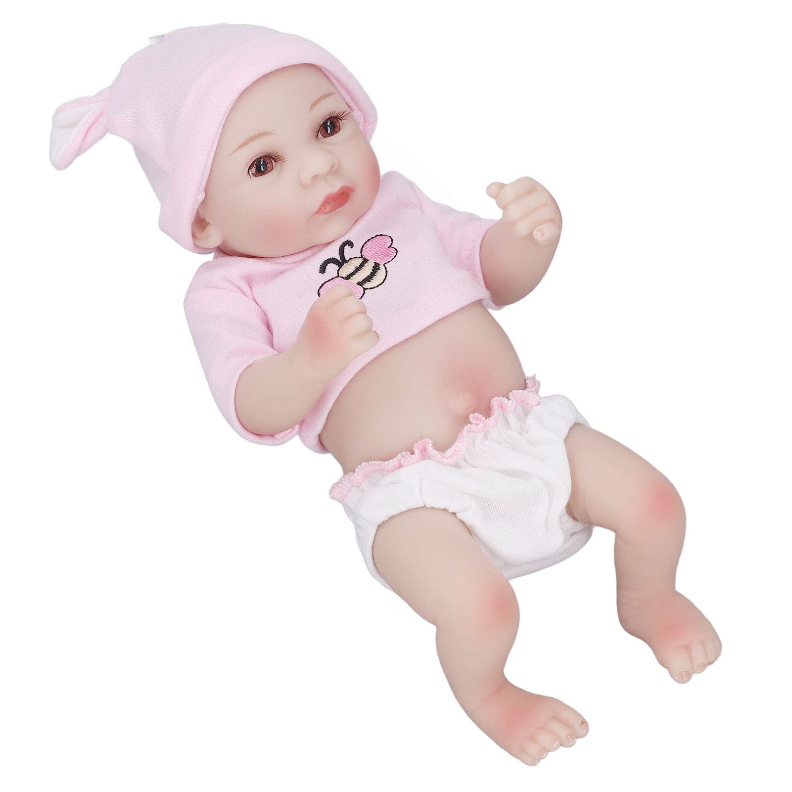 Realistic Baby Girl Doll - Soft Silicone Body with Great Hand Feel, Waterproof, 28cm (Eyes Opening Type) - Perfect for Role Play, Home Decor, Gift Giving, and Early Childhood Education