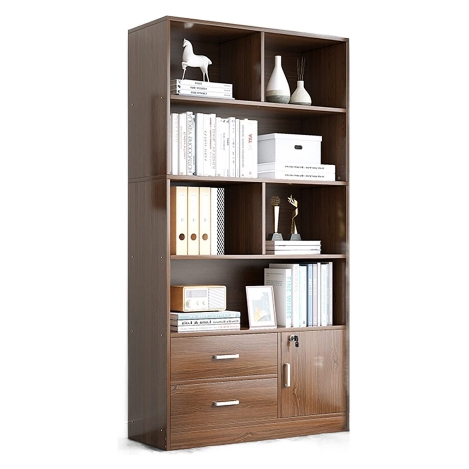 Modern Display Case & Bookshelf Rack - 60x24x180cm Layered Lattice Cabinet for Home & Office Storage - Perfect for Living Room, Bedroom, Study or Office Organization