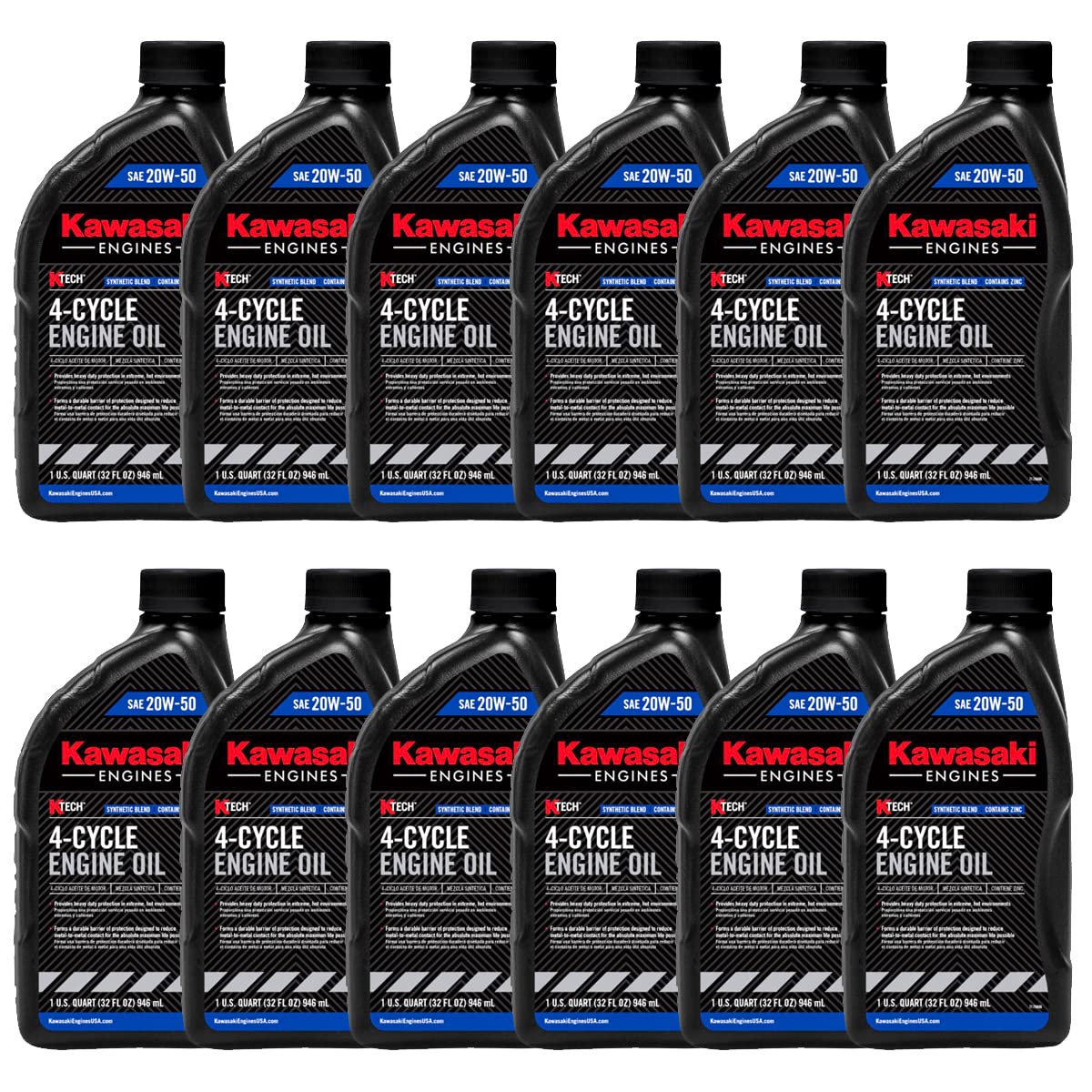 12PK SAE 20W50 4-Cycle Engine Motor Oil - OEM# 99969-6298 Quart Bottle - Ideal for Lawn Mowers, Motorcycles & Small Engines