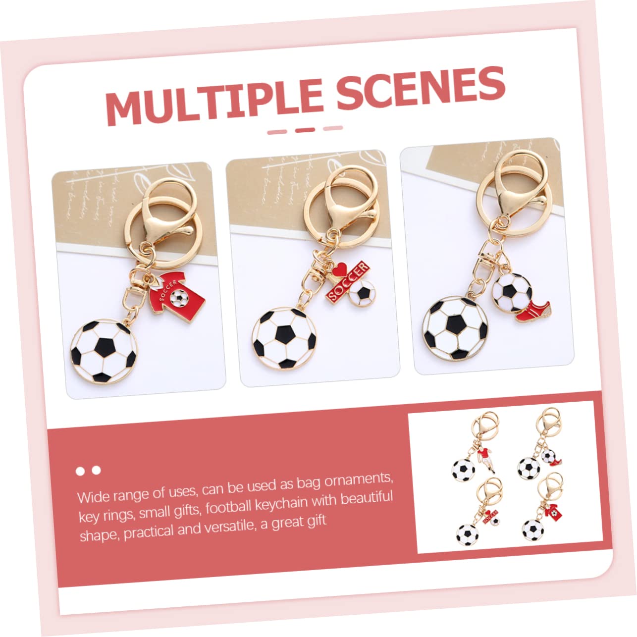 12 Pcs Football Keychain Set - Zinc Alloy Key Rings for Sports Fans & Gifts