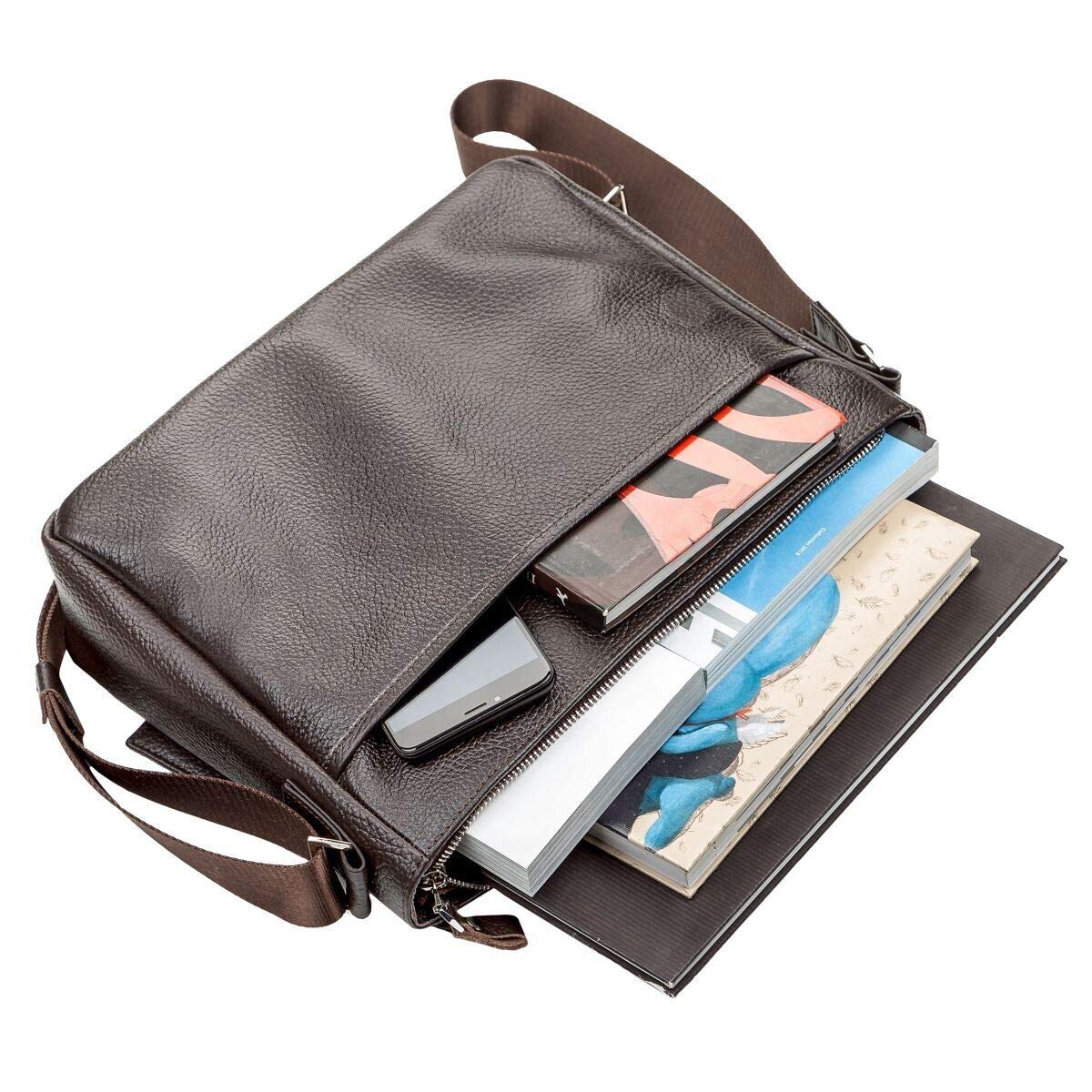 Premium Genuine Leather Messenger Bag for Men - Durable Business Briefcase & Work Laptop Bag - Shvigel 00798 - Perfect for Office, Travel & Daily Commute