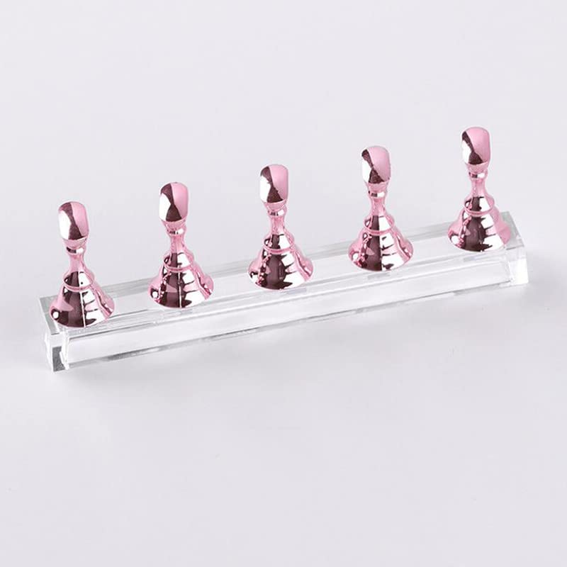 Gleevia Acrylic Nail Art Display Stand - Rose Gold Manicure Practice Holder for False Nails & Alloy Nail Art Tools | Perfect for Salon Training, DIY Nail Art & Professional Manicure Displays