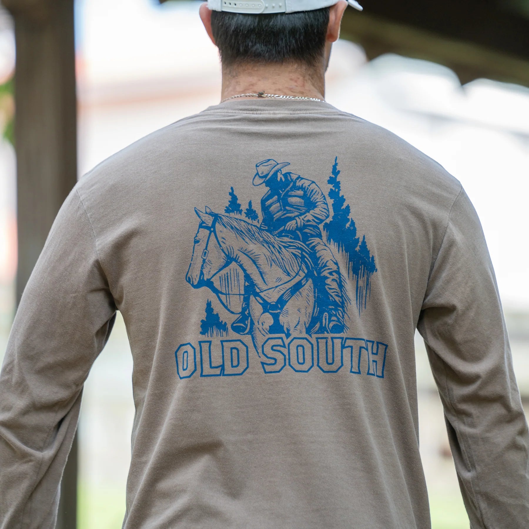 Old South Apparel Cowboy Long Sleeve T-Shirt for Men - Western Style Casual Shirt for Rodeo, Ranch Work & Country Fashion