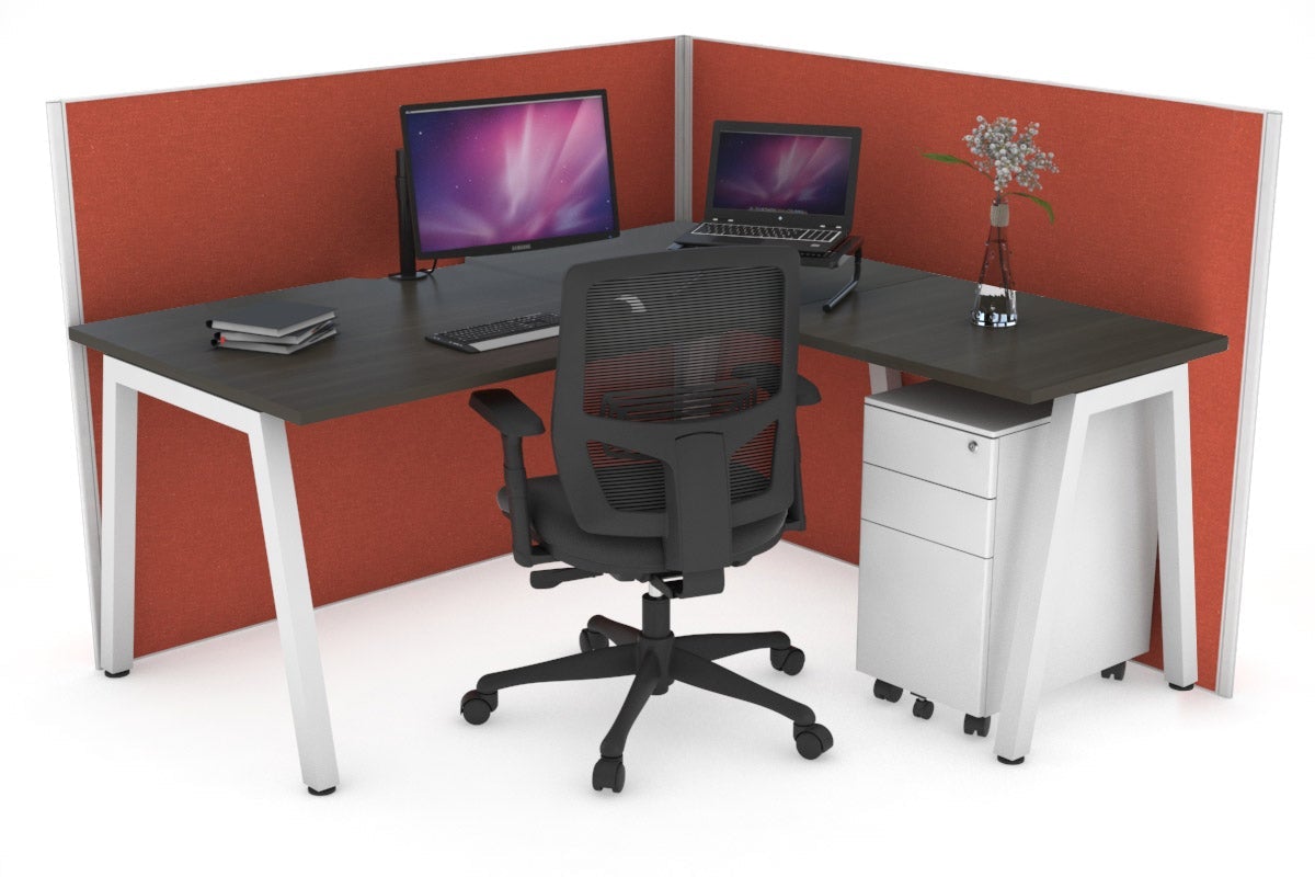Horizon Quadro A Legs L-Shaped Corner Office Desk 1400L x 1550W with Cable Management - Modern Home Office Workstation for PC & Laptop Setup, Perfect for Small Spaces & Gaming Stations