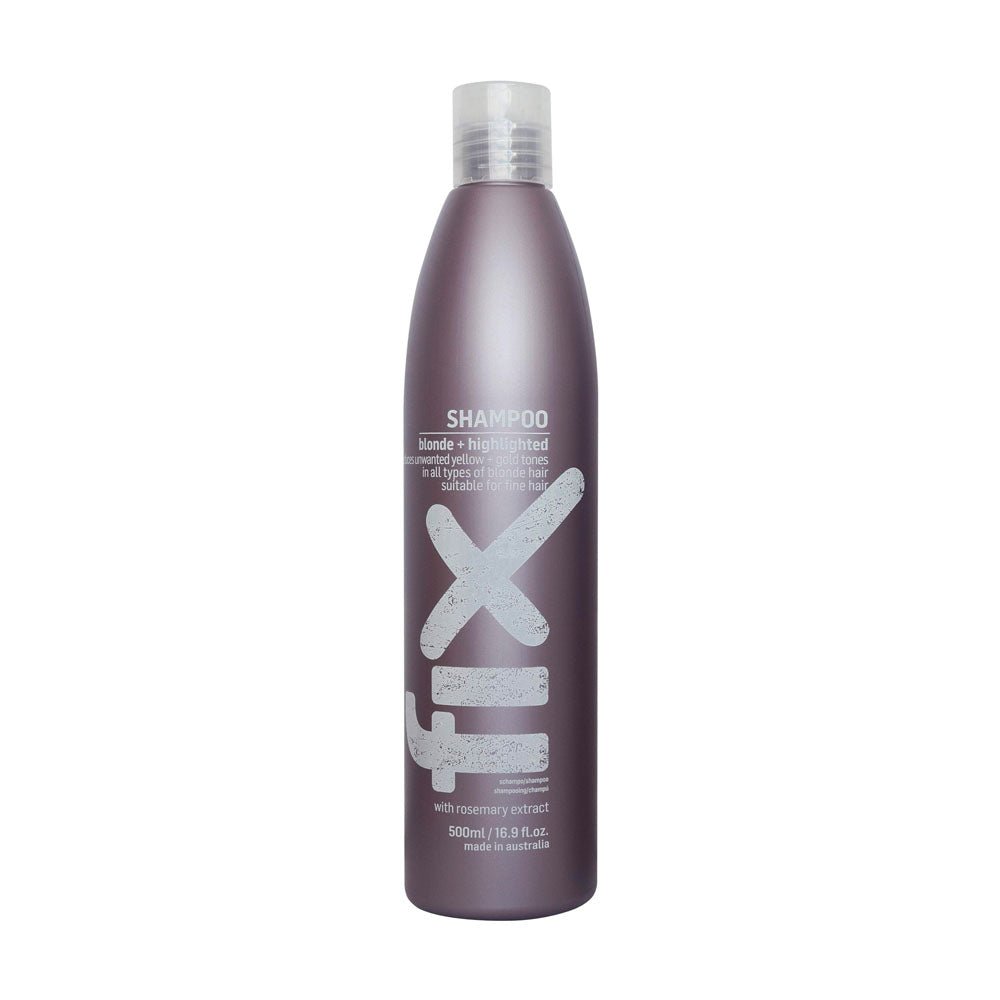 Fix Blonde & Highlighted Hair Shampoo 500ml - Purple Toning Shampoo for Blonde, Silver & Bleached Hair - Neutralizes Brassiness & Enhances Shine - Perfect for Color-Treated & Damaged Hair Care