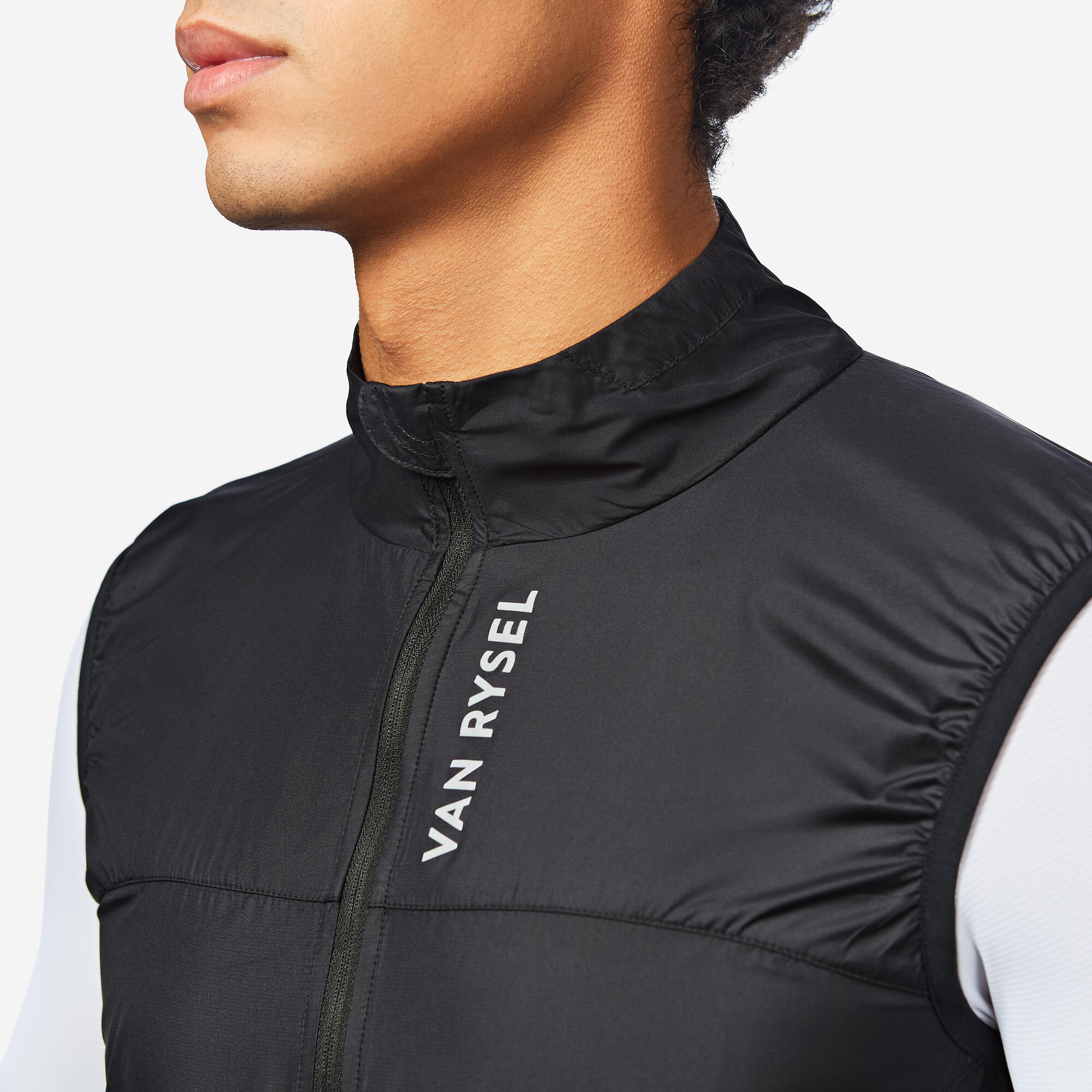Van Rysel Men's Ultralight Cycling Wind Vest - Breathable & Water-Resistant Running Jacket for Outdoor Sports, Cycling & Jogging