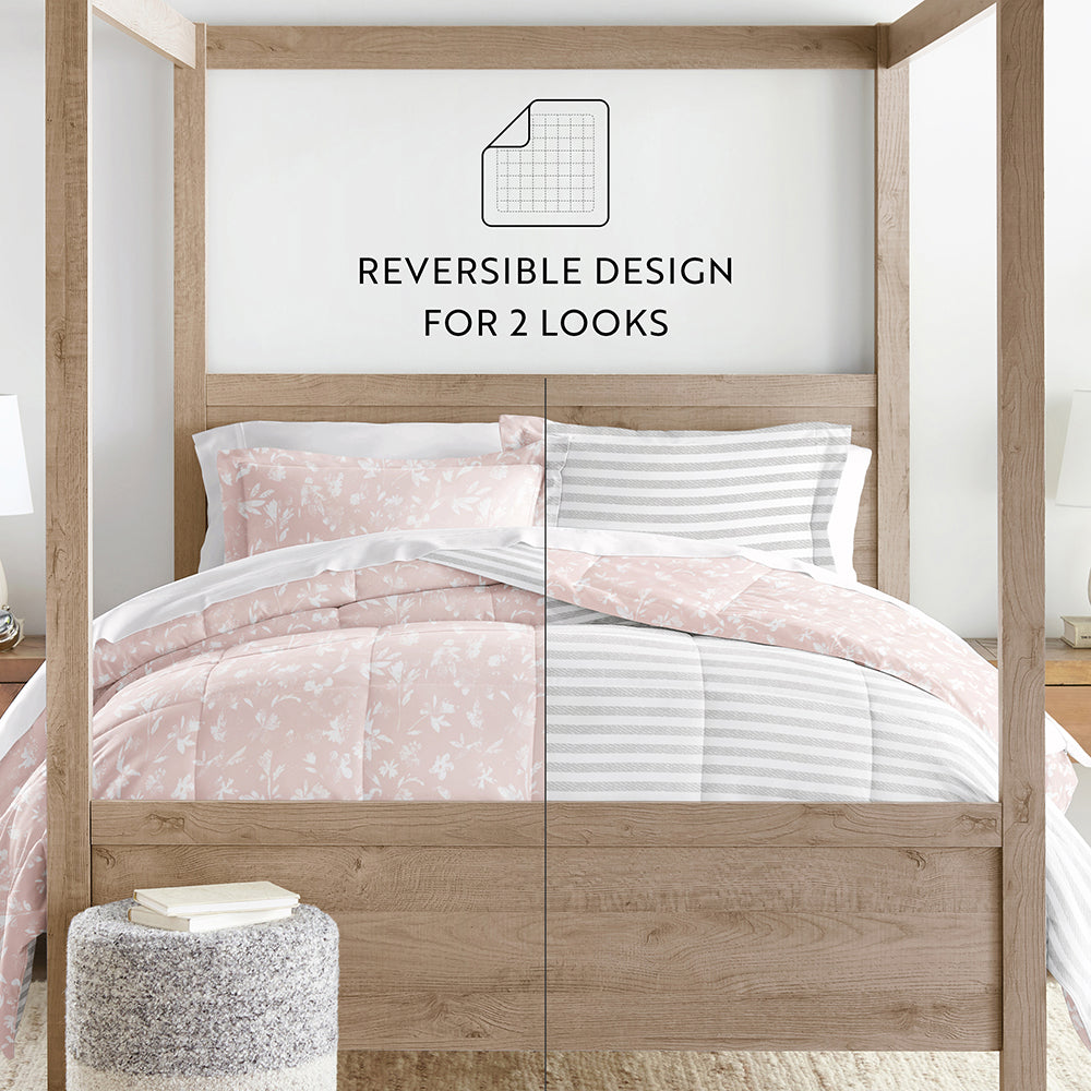 Soft & Stylish Patterned Down Alternative Comforter Set - Hypoallergenic Bedding for All Seasons | Perfect for Guest Rooms, Dorms & Cozy Bedrooms