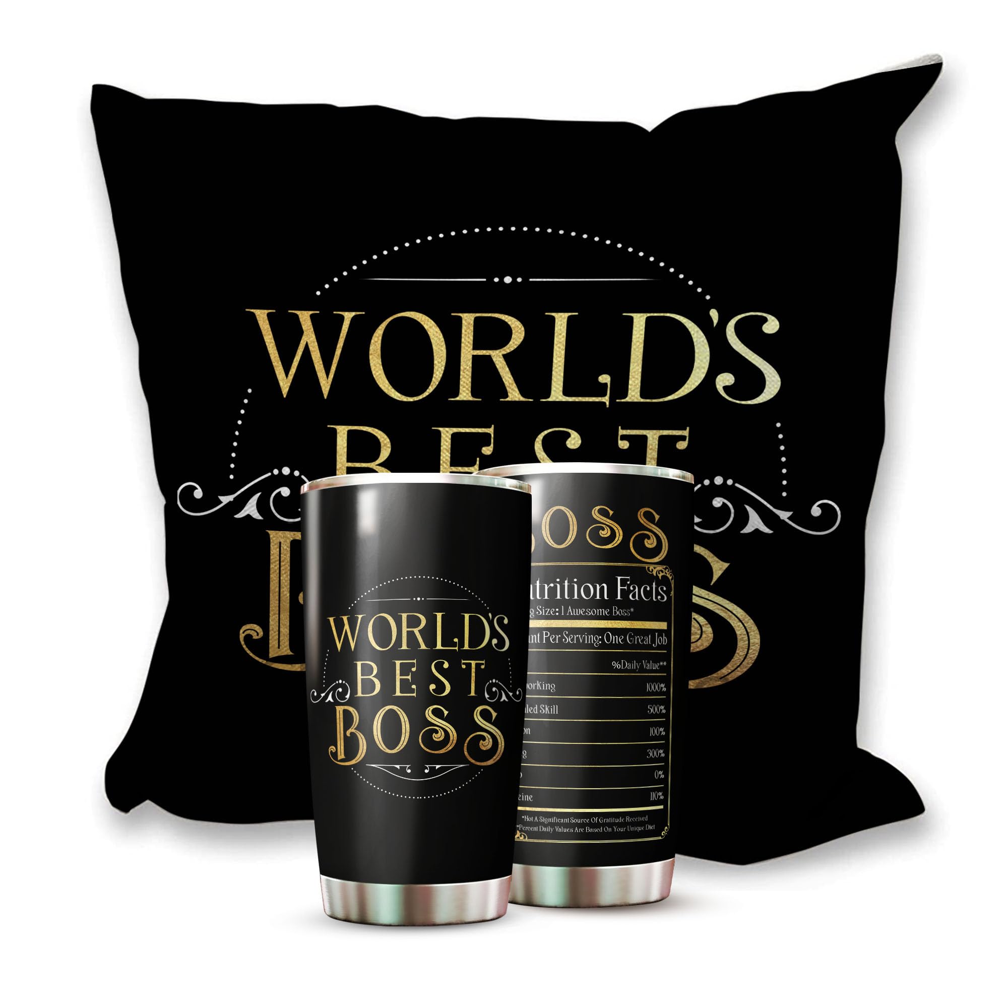 Kozmoz Inspire World's Best Boss 20Oz Stainless Steel Tumbler - Funny Coffee Mug Gift for Women, Men, Managers - Perfect for Office, Birthday, Retirement & Appreciation Gifts