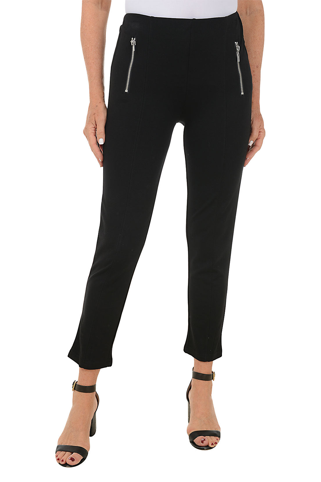 High Waist Faux Zip Pocket Leggings for Women - Tummy Control Workout Yoga Pants - Perfect for Gym, Running & Casual Wear