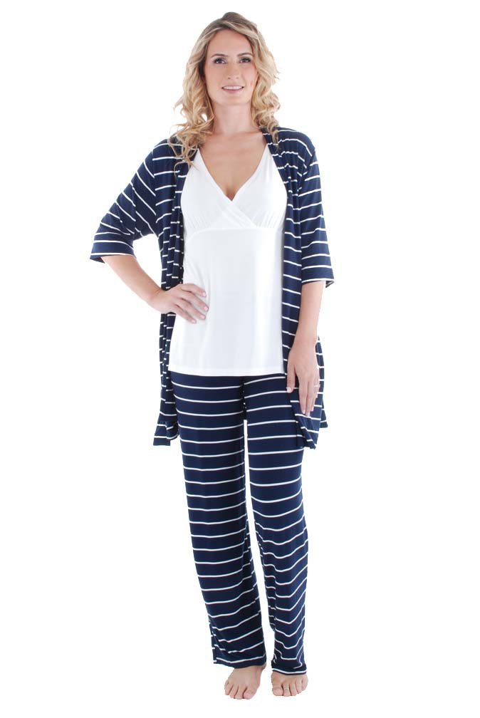 5-Piece Maternity & Nursing Pajama Set - Soft Cotton Breastfeeding Sleepwear for Mom and Baby | Comfortable Pregnancy & Postpartum Lounge Wear for Nursing Mothers