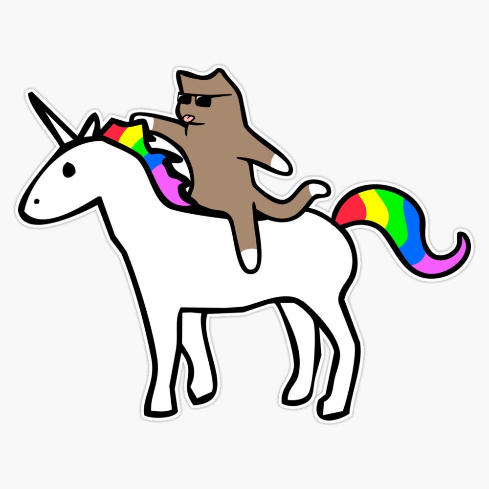 Waterproof Cat Riding Unicorn Vinyl Sticker - Durable 5