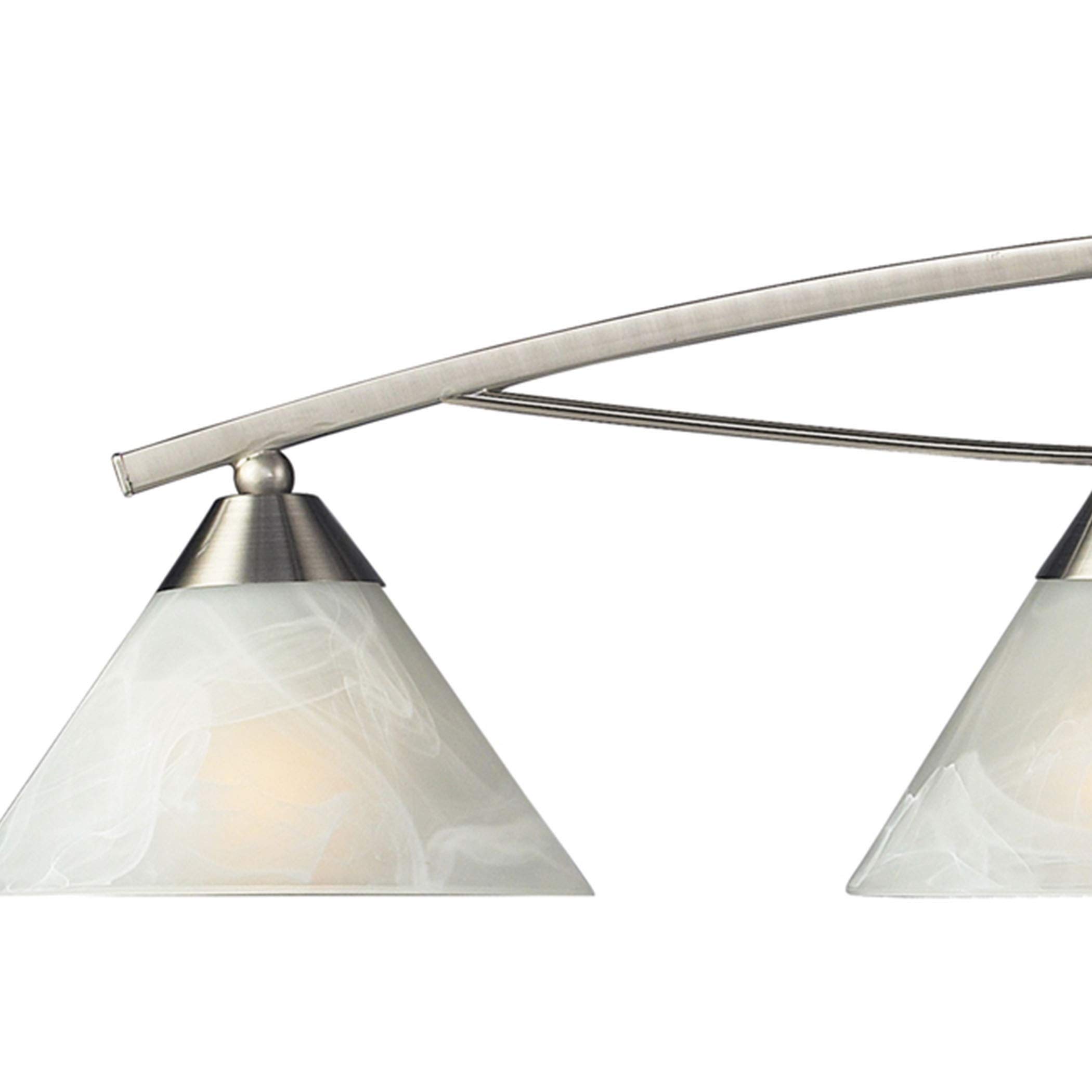 Elk Home Elysburg 4-Light Bathroom Vanity Light in Satin Nickel Finish with White Marbleized Glass - Transitional Style Wall Sconce for Bathroom, Powder Room, and Dressing Area Lighting