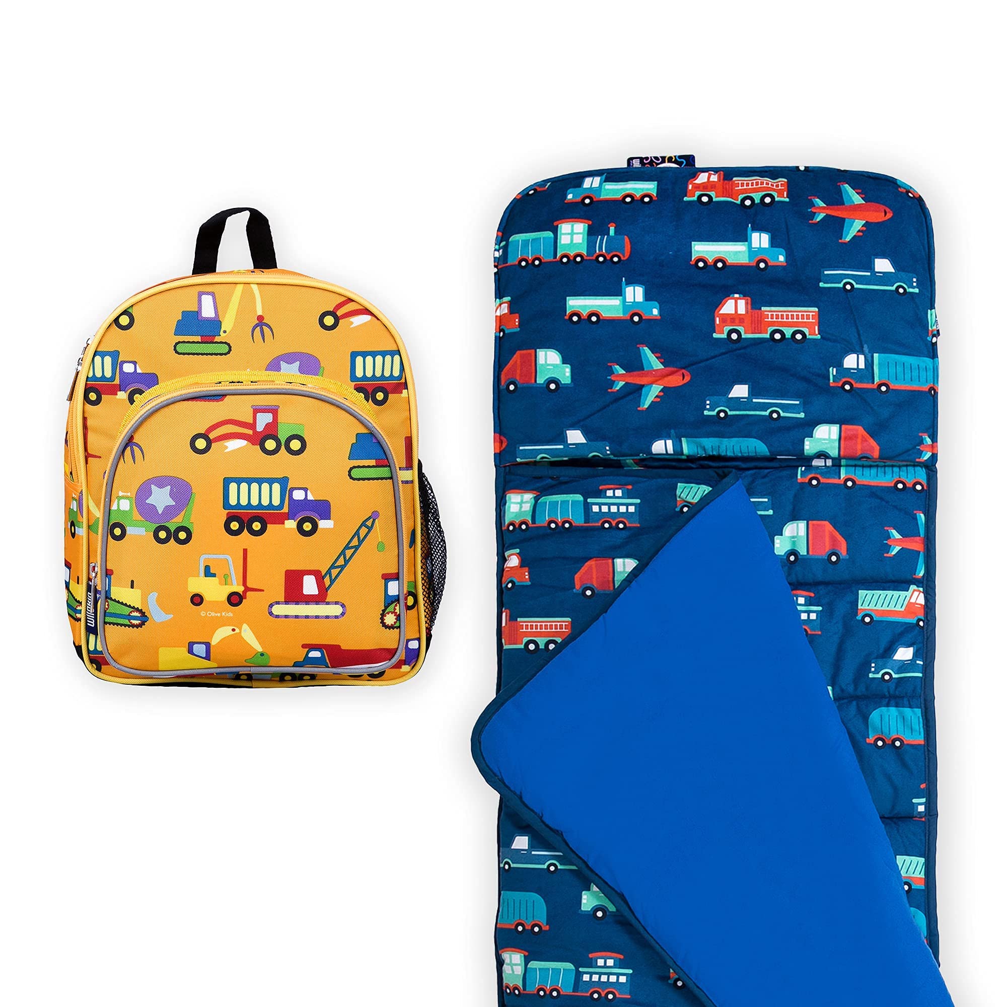 Wildkin 12 Inch Kids Backpack with Plush Nap Mat Set - Durable School Backpack for Boys & Girls - Perfect for Preschool, Daycare, Travel and Sleepovers