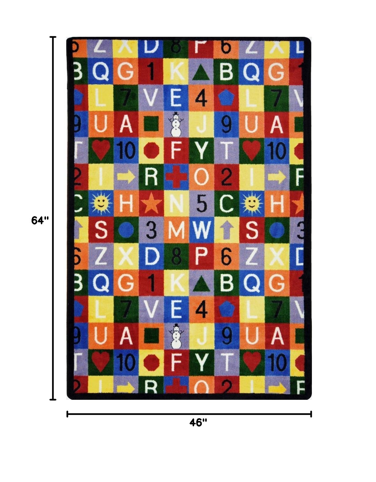 Joy Carpets Playful Patterns Edu-Squares Educational Kids Area Rug - Multicolor Non-Slip Classroom & Nursery Rug for Learning & Play